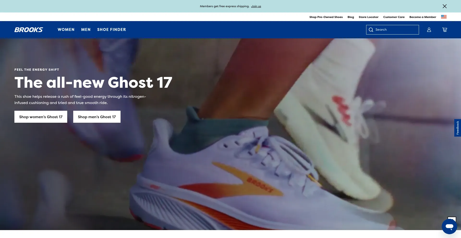 Website screenshot of Brooksrunningbase.com