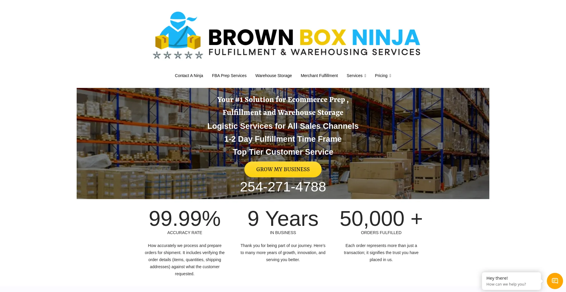 Website screenshot of Brownboxninja.com