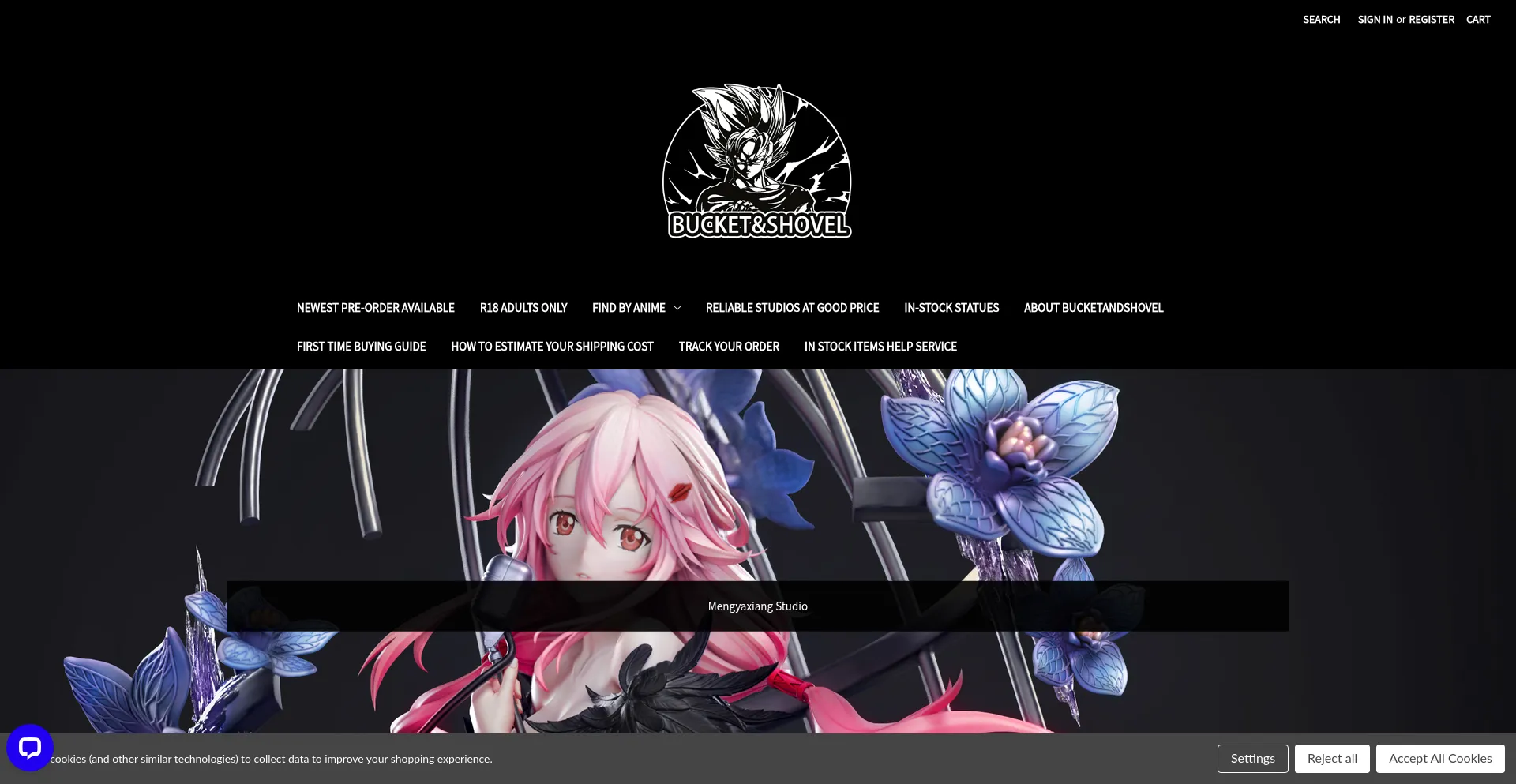 Website screenshot of Bucketandshovel.com