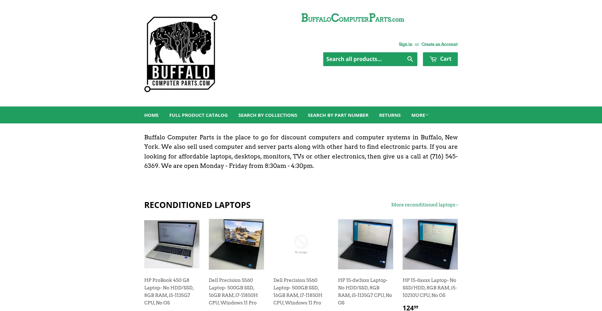 Website screenshot of Buffalocomputerparts.com