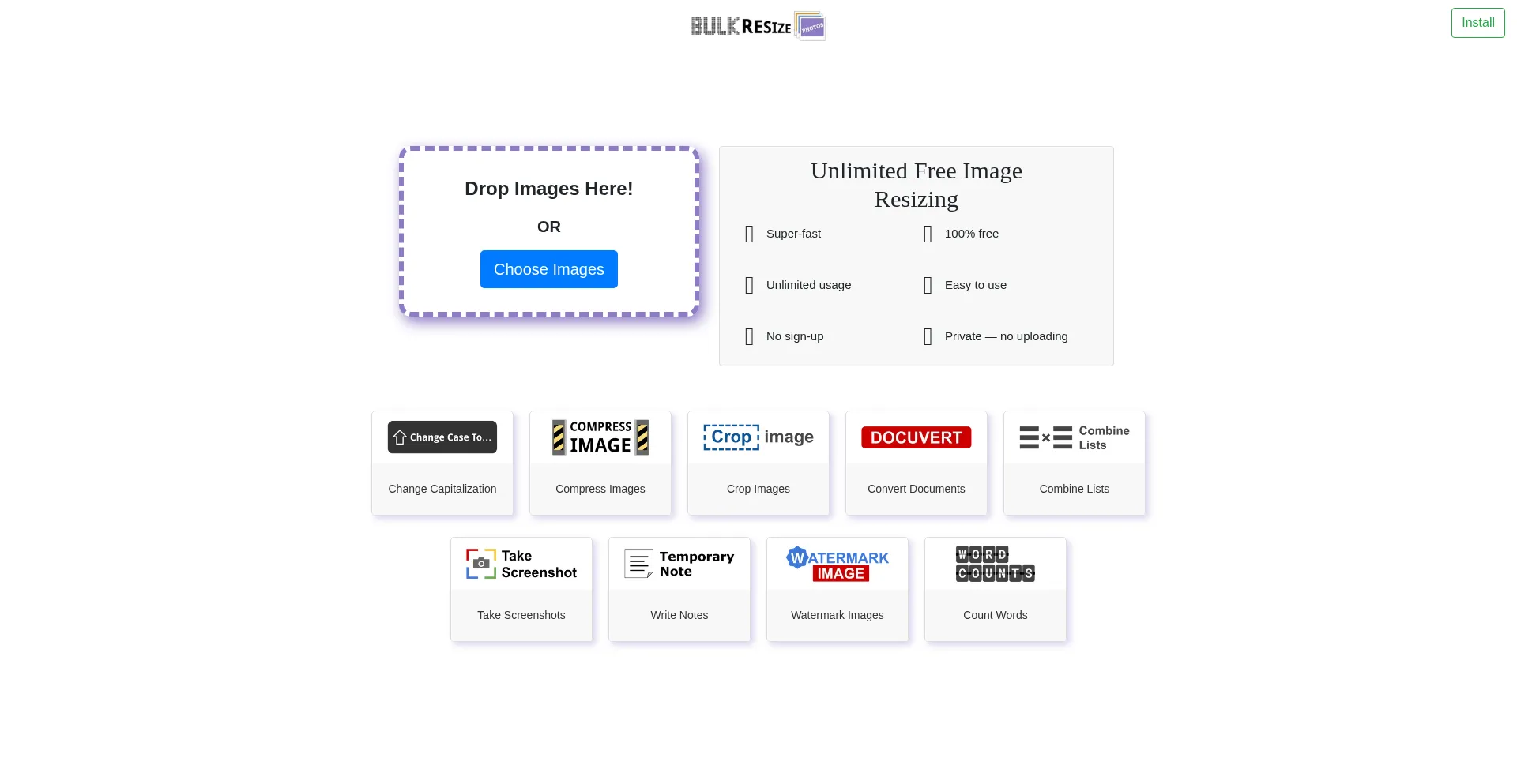 Bulkresizephotos.com Screenshot