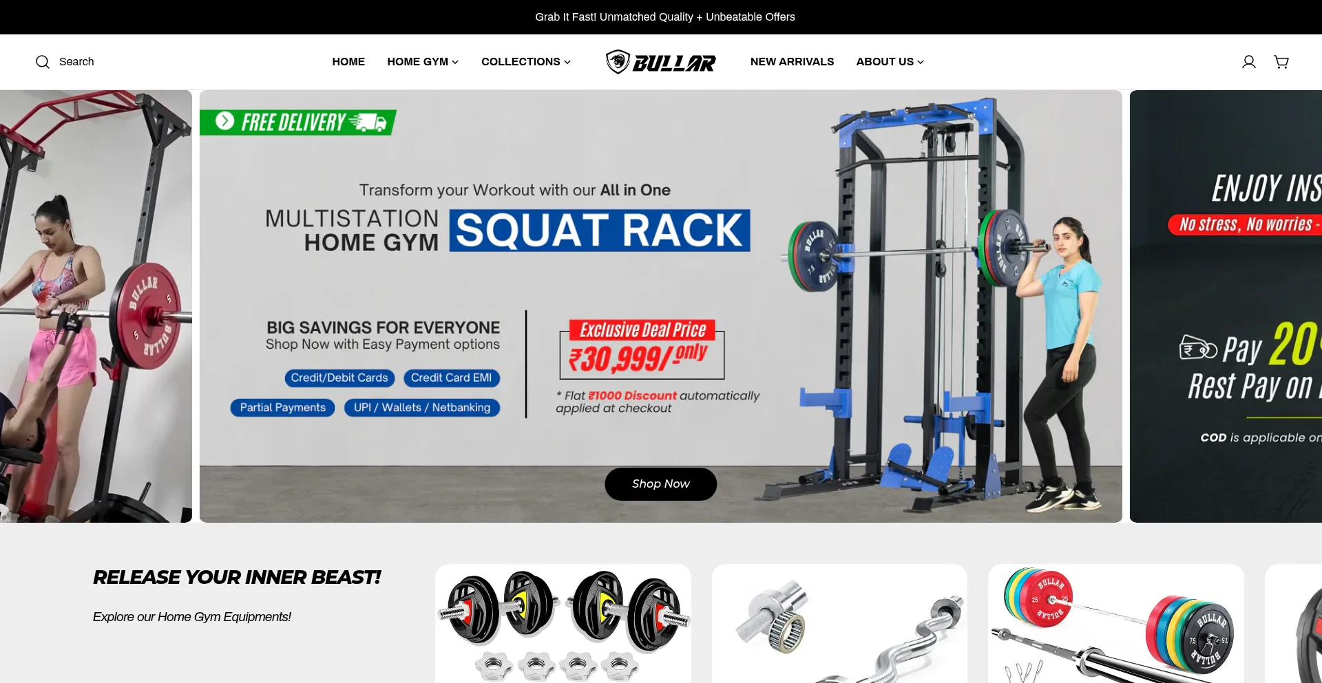 Website screenshot of Bullarfitness.com