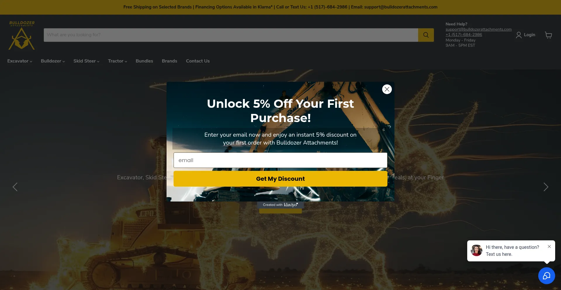 Website screenshot of Bulldozerattachments.com