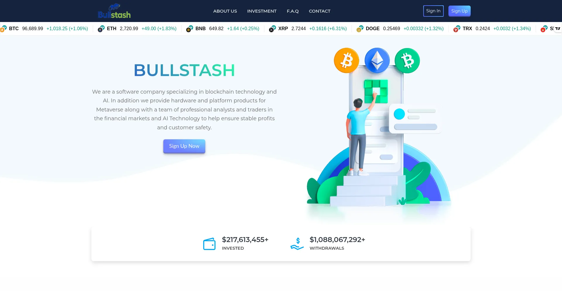Website screenshot of Bullstash.org