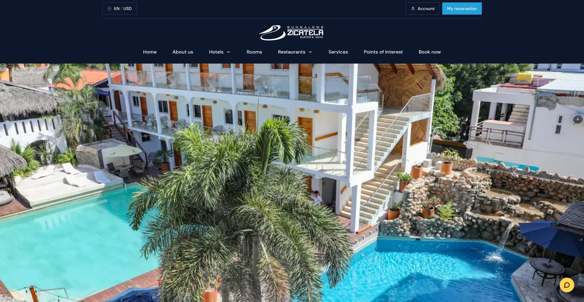 Website screenshot of Bungalowszicatela.com
