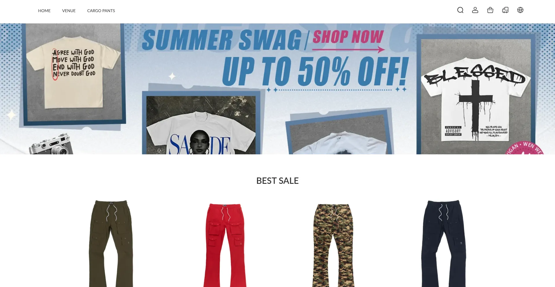 Website screenshot of Burningsky.shop