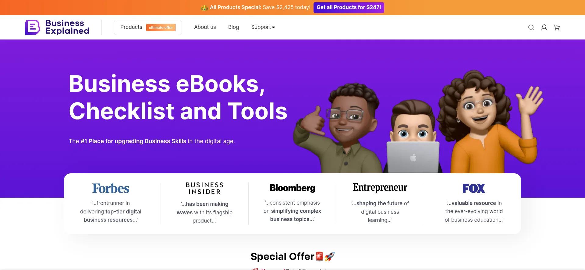 Website screenshot of Business-explained.com