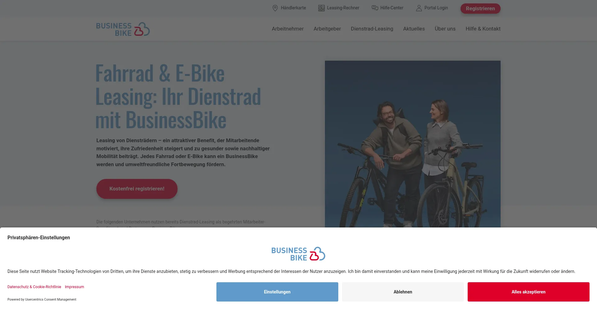 Website screenshot of Businessbike.de