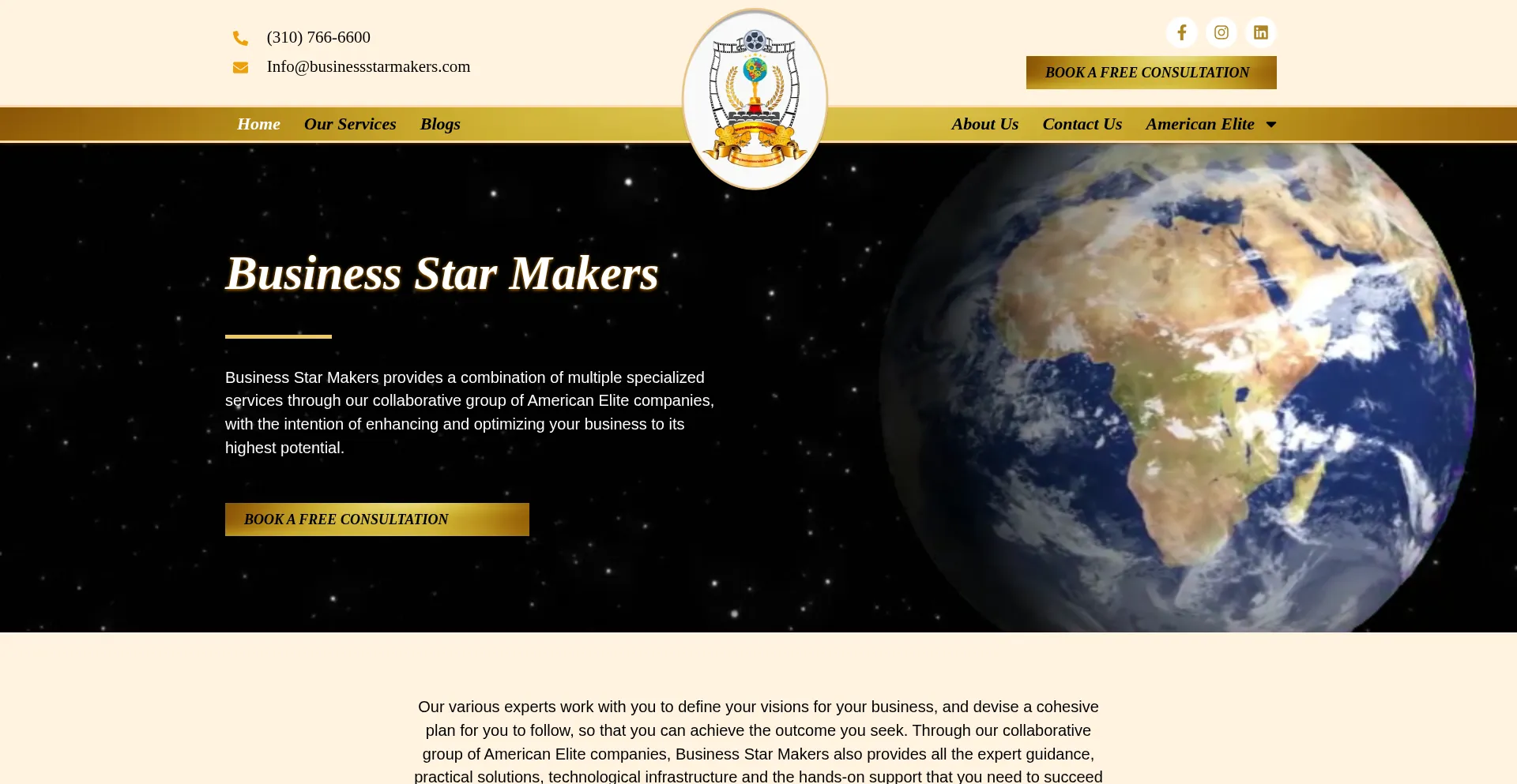 Website screenshot of Businessstarmakers.com