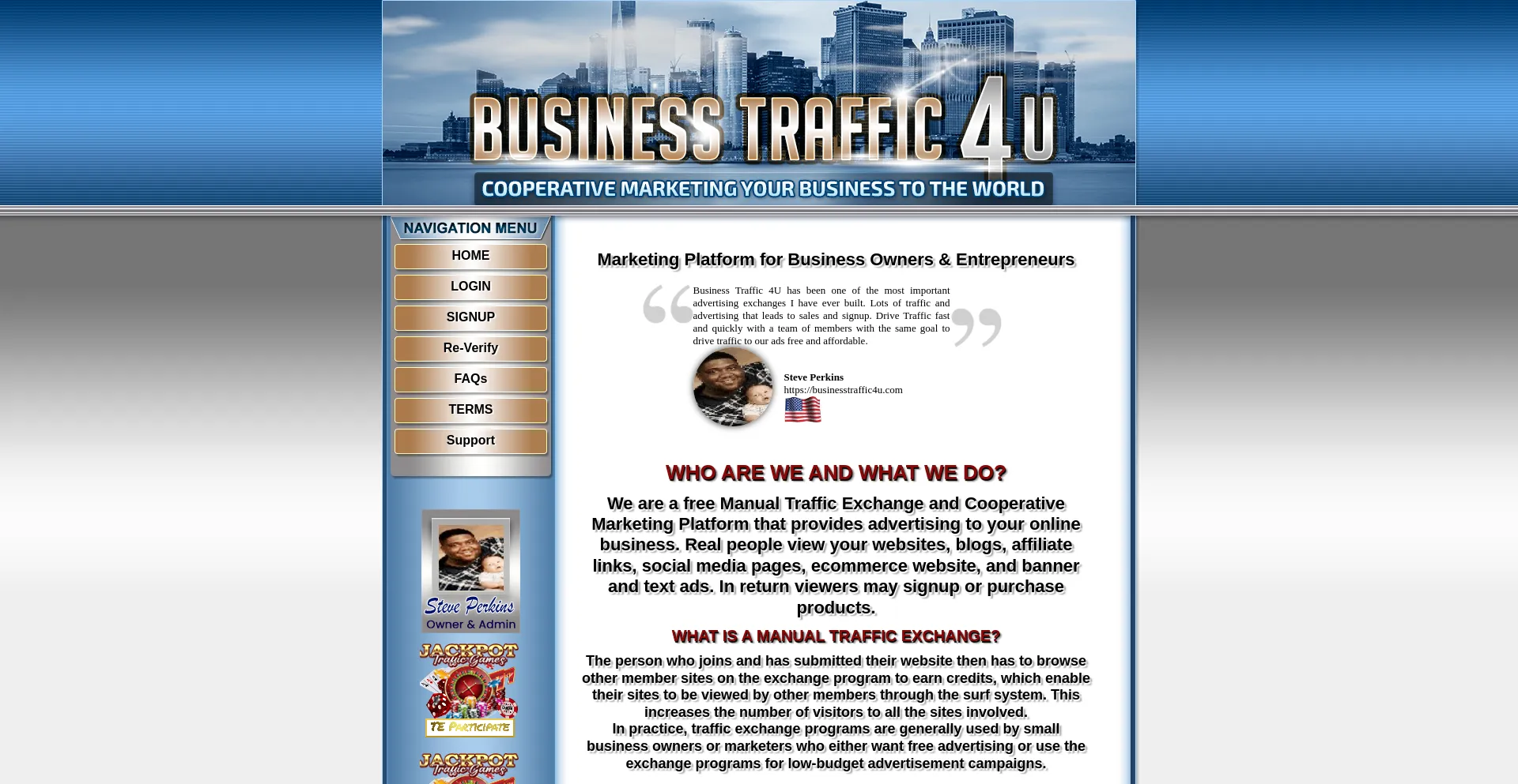 Website screenshot of Businesstraffic4u.com