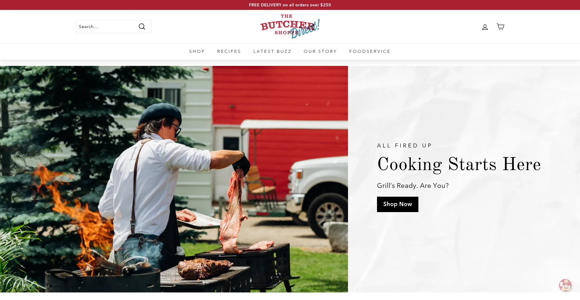 Website screenshot of Butchershoppedirect.com