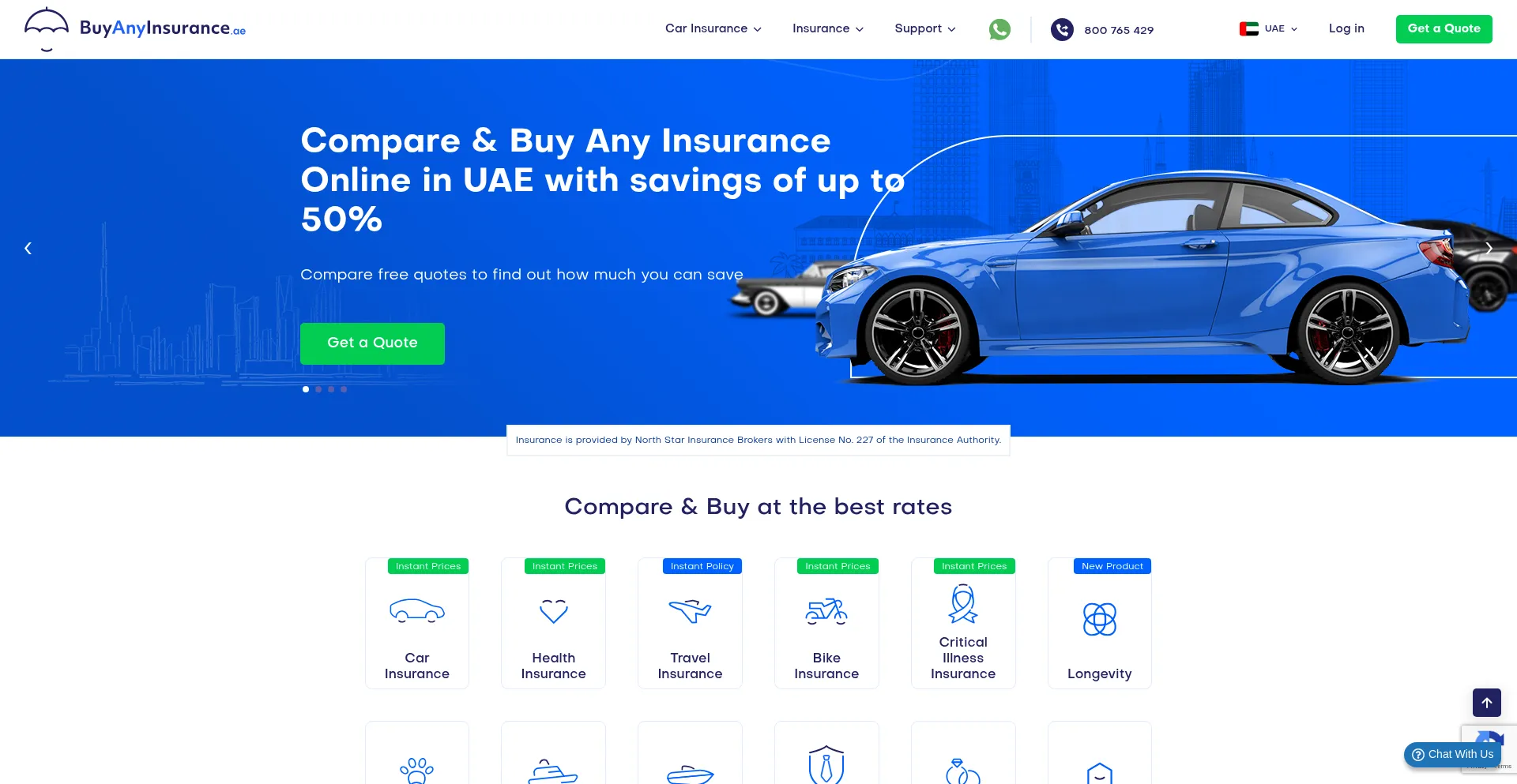 Website screenshot of Buyanyinsurance.ae