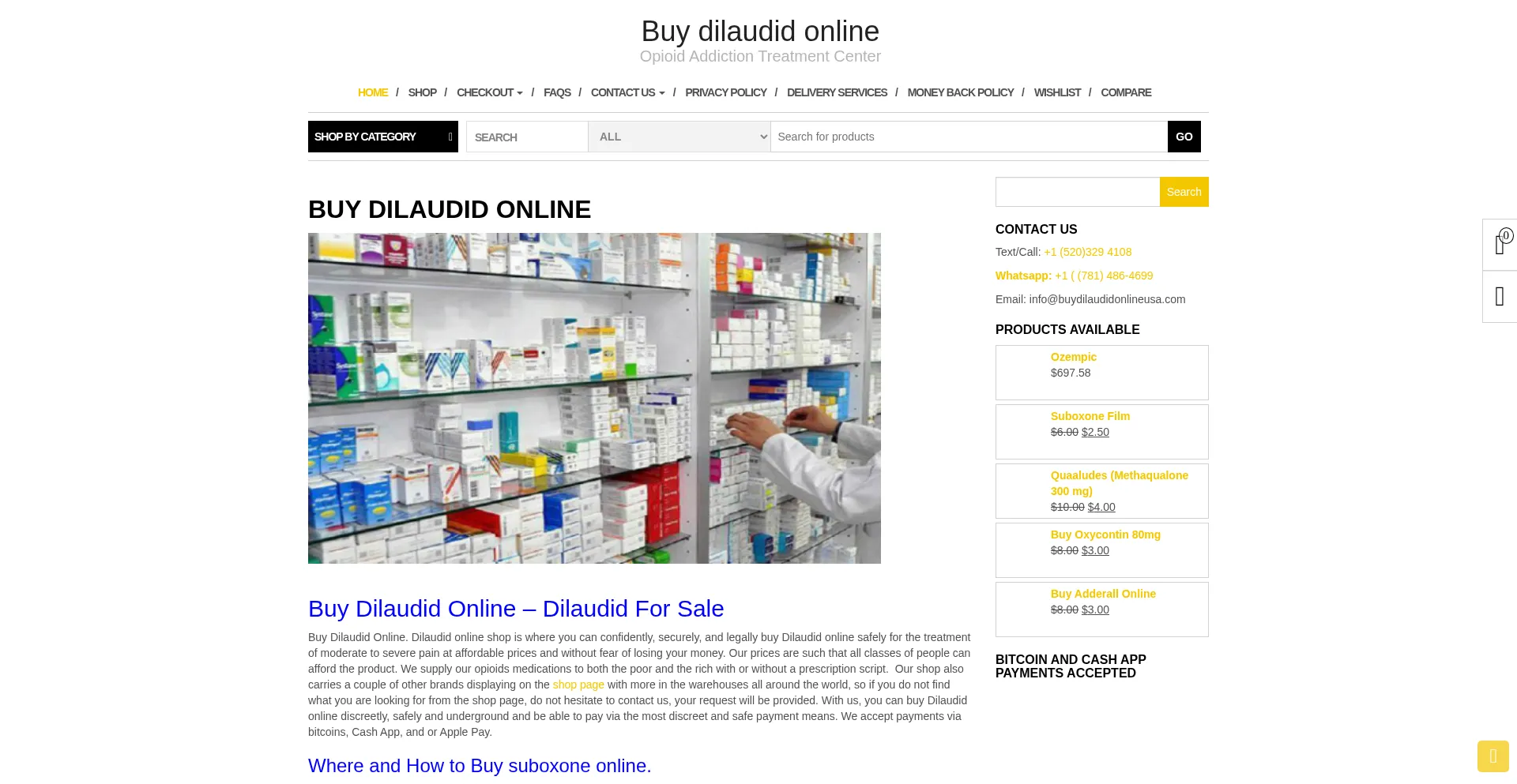 Website screenshot of Buydilaudidonlineusa.com