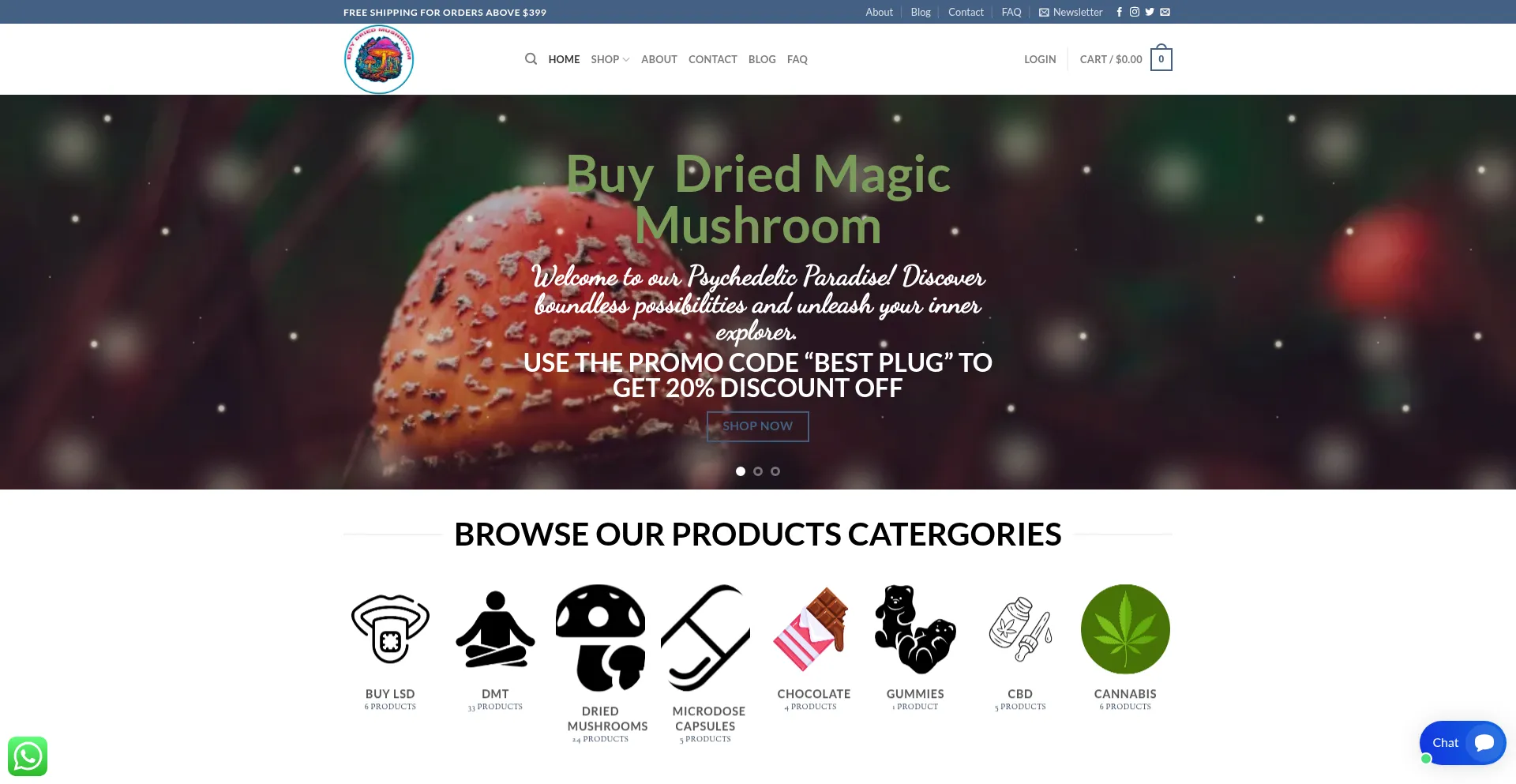 Website screenshot of Buydriedmagicmushroom.com