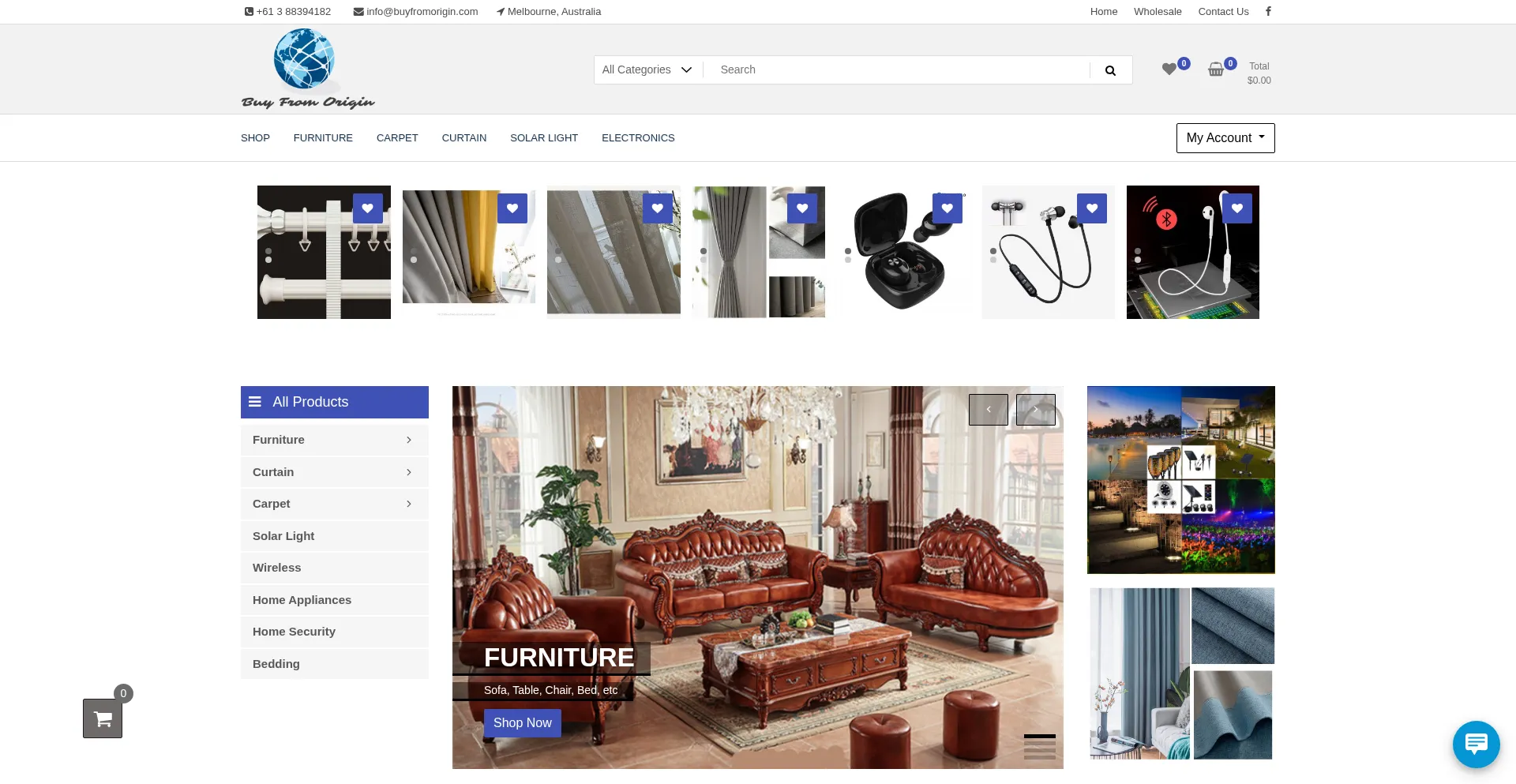 Website screenshot of Buyfromorigin.com