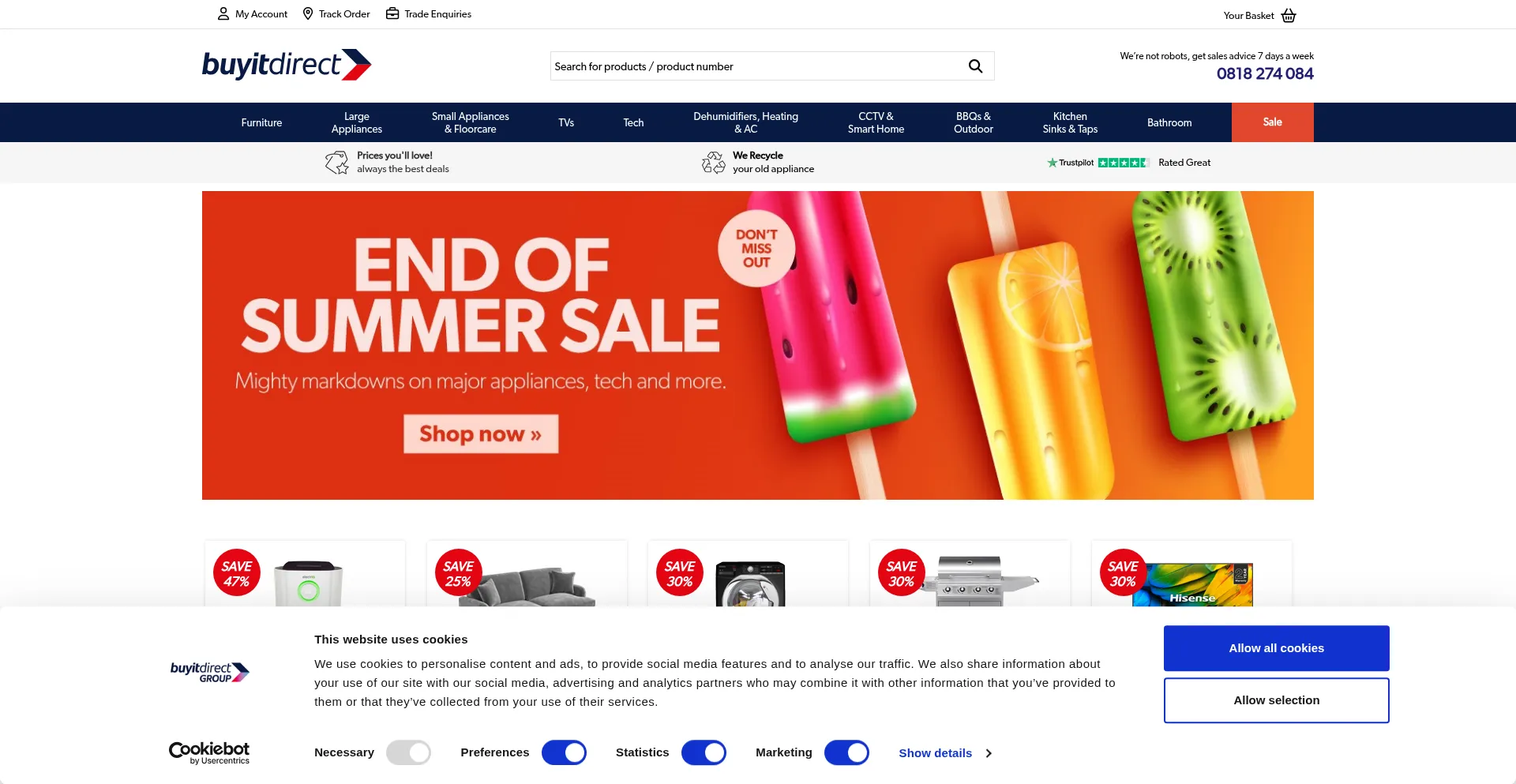 Website screenshot of Buyitdirect.ie