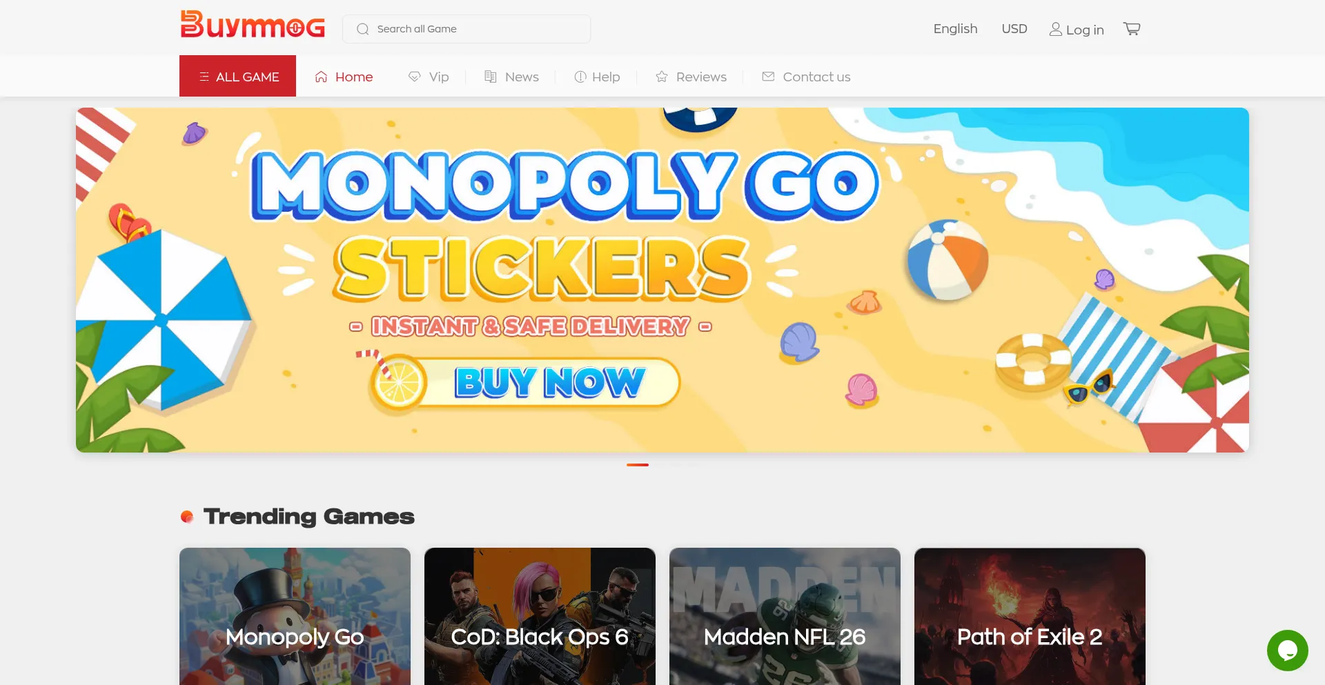 Website screenshot of Buymmog.com