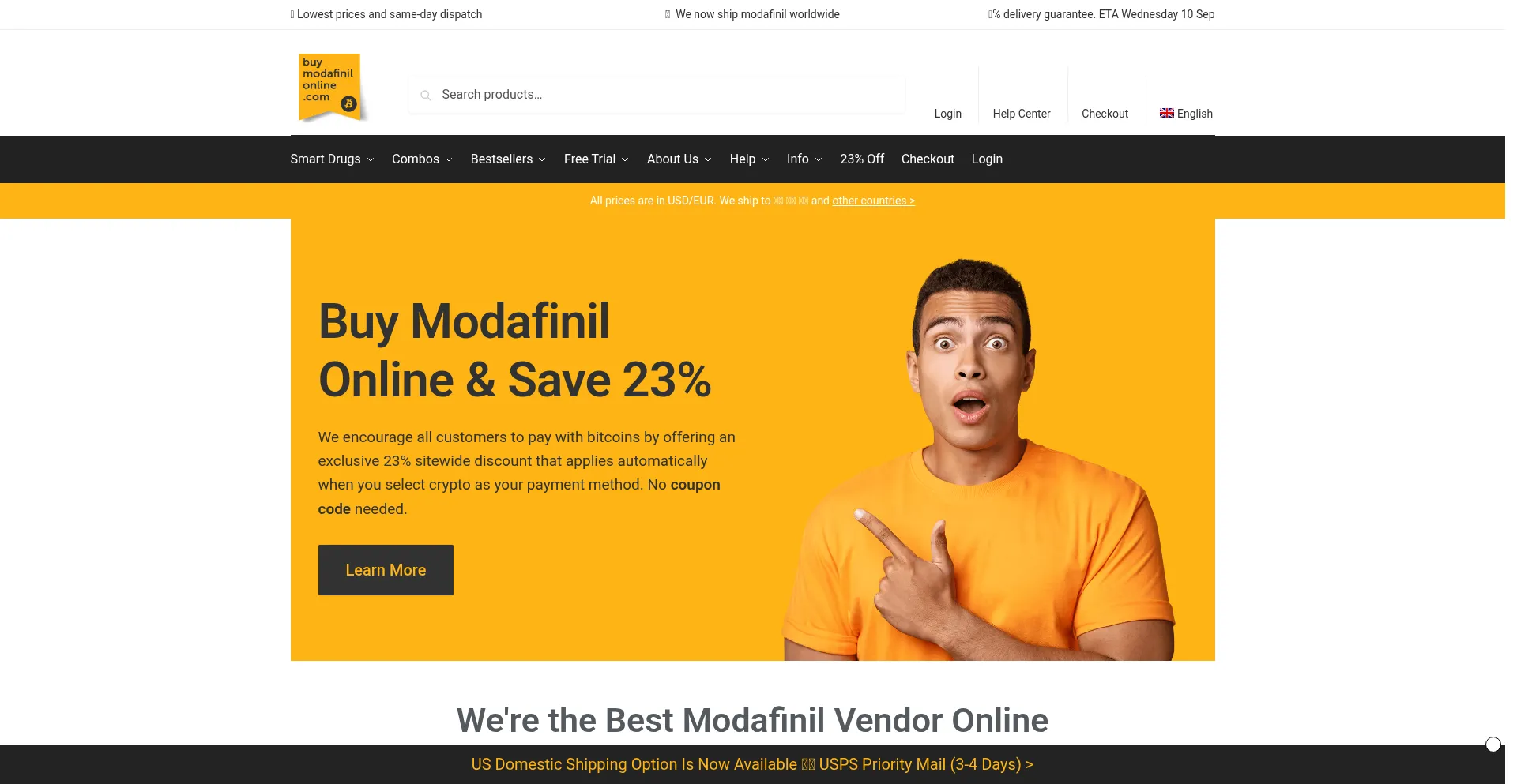 Website screenshot of Buymodafinilonline.com