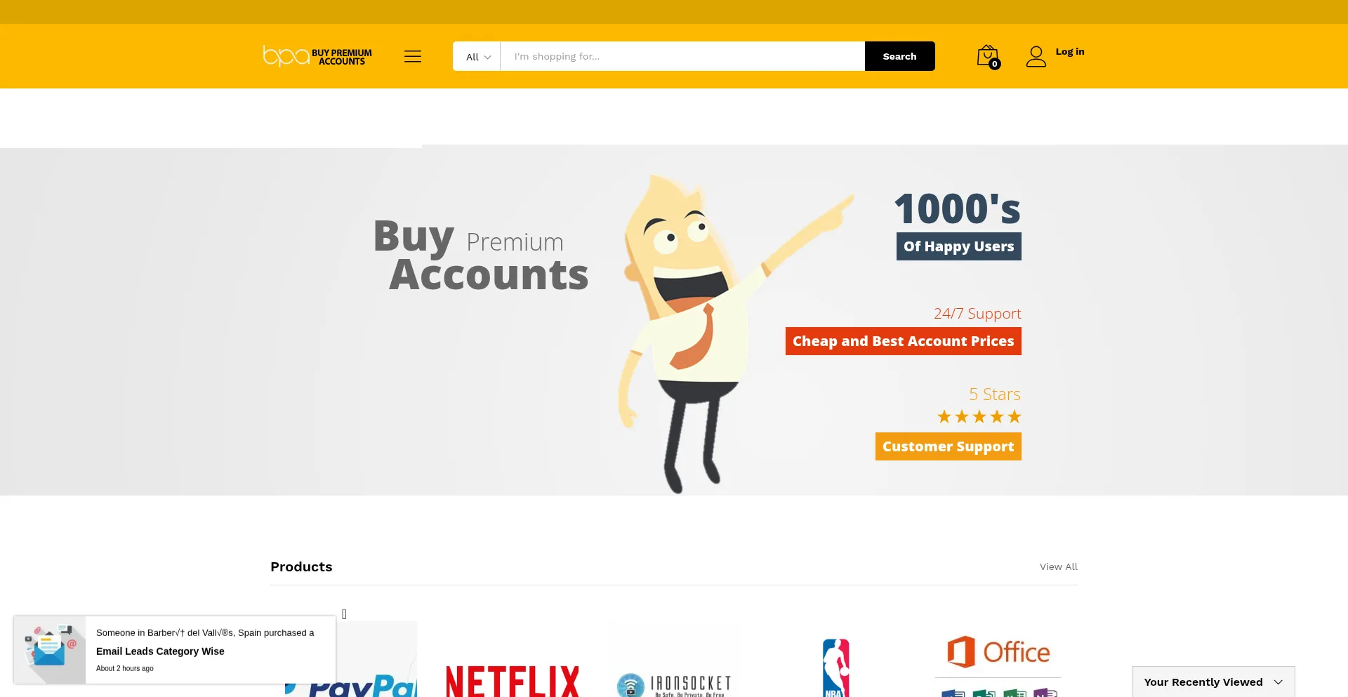 Buypremiumaccounts.com Screenshot
