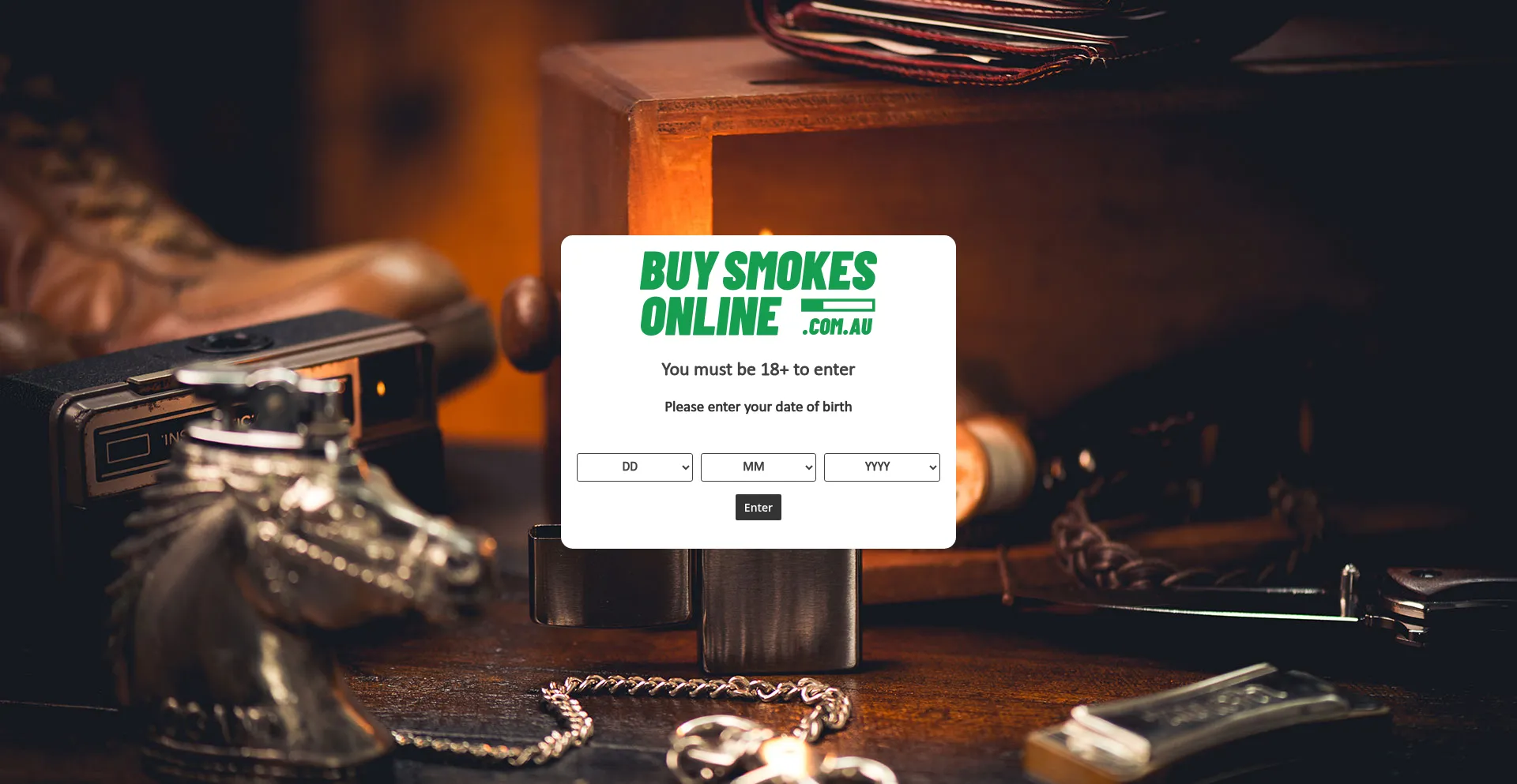 Website screenshot of Buysmokesonline.com.au