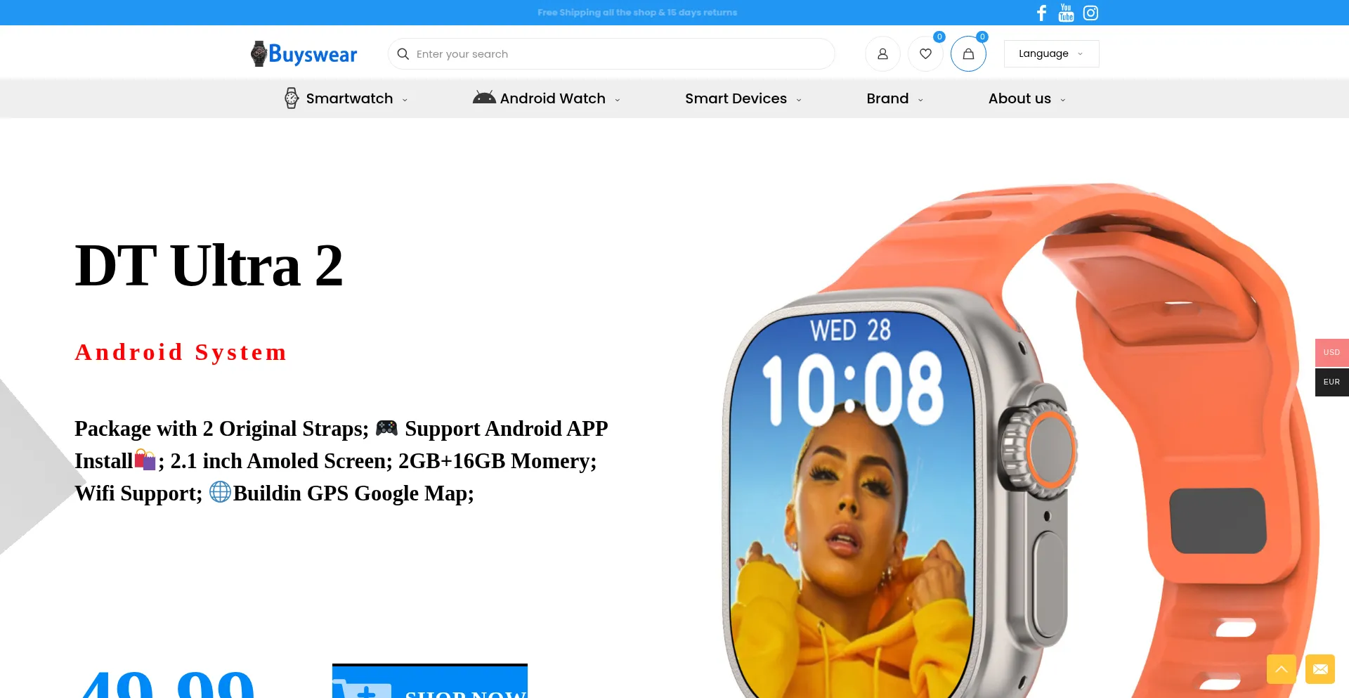 Website screenshot of Buyswear.com