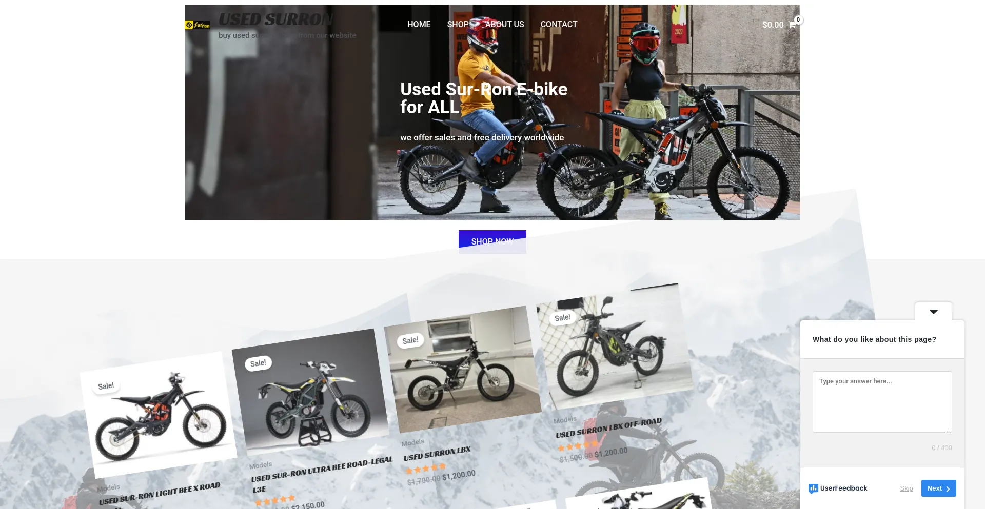 Website screenshot of Buyusedsurron.com