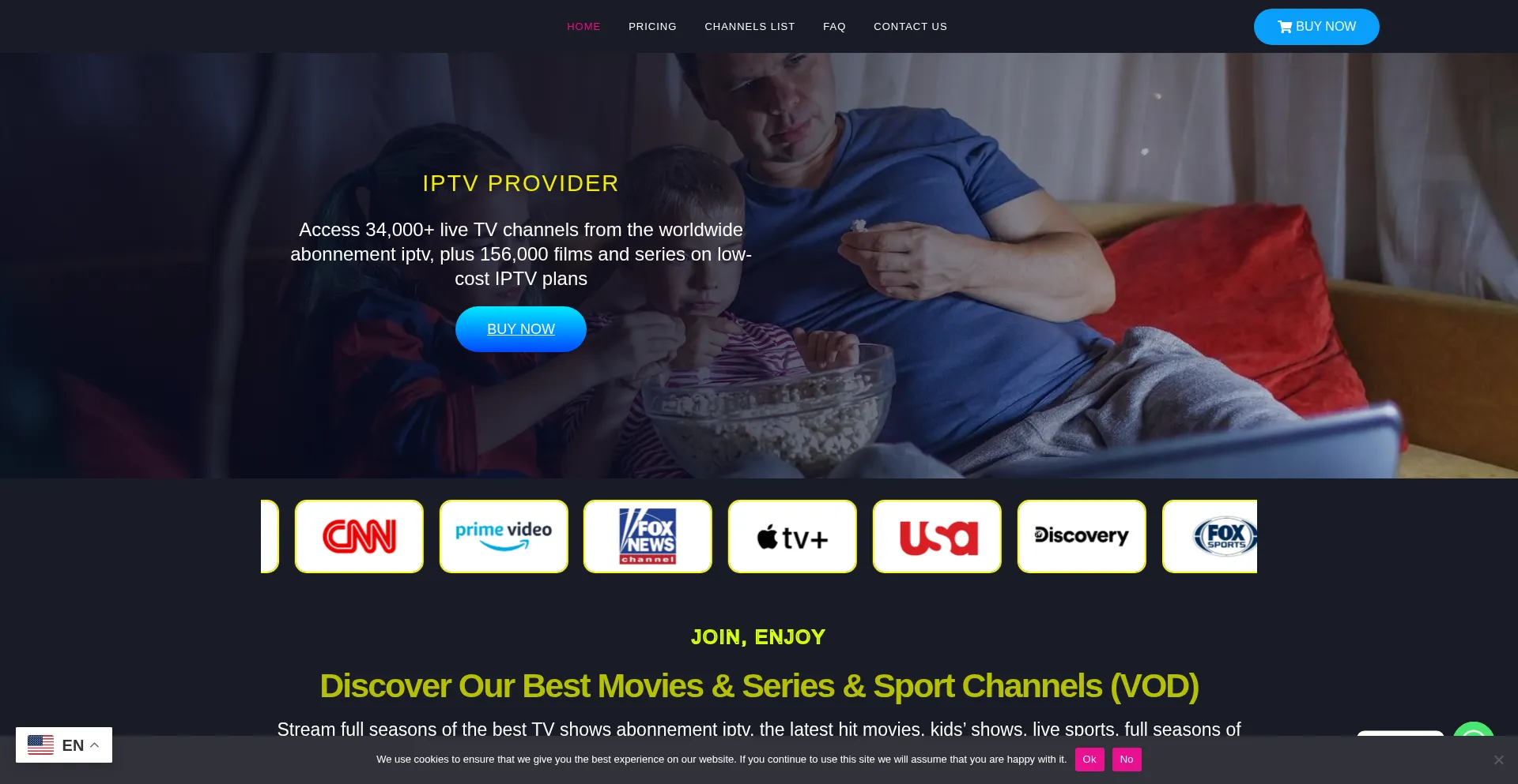 Website screenshot of Buziptv.com