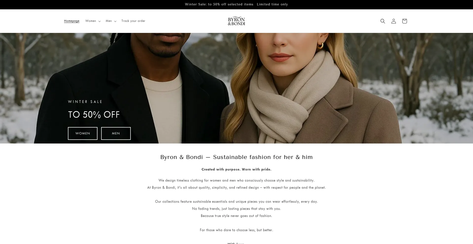 Website screenshot of Byron-bondi.com