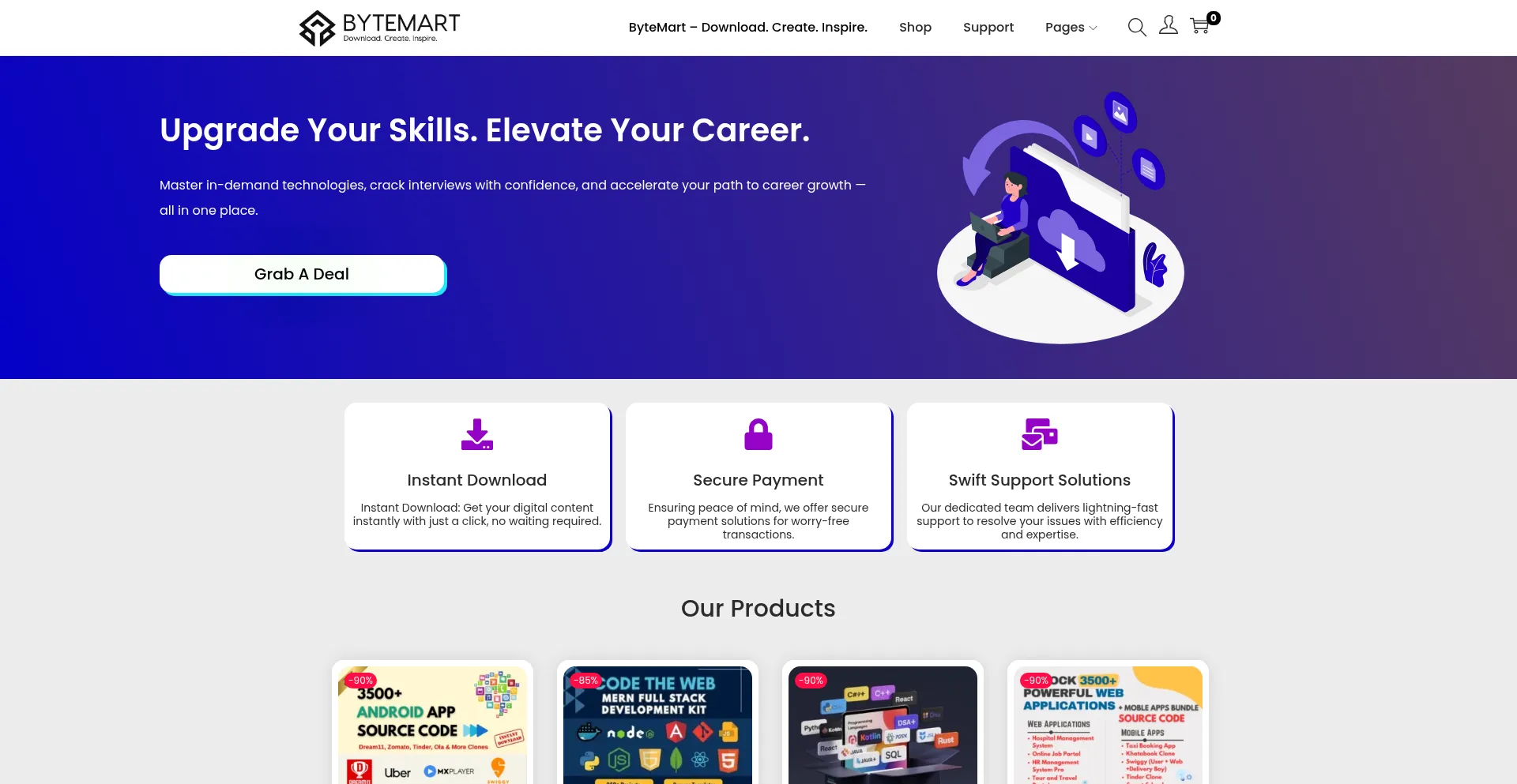 Website screenshot of Bytemartdigital.in