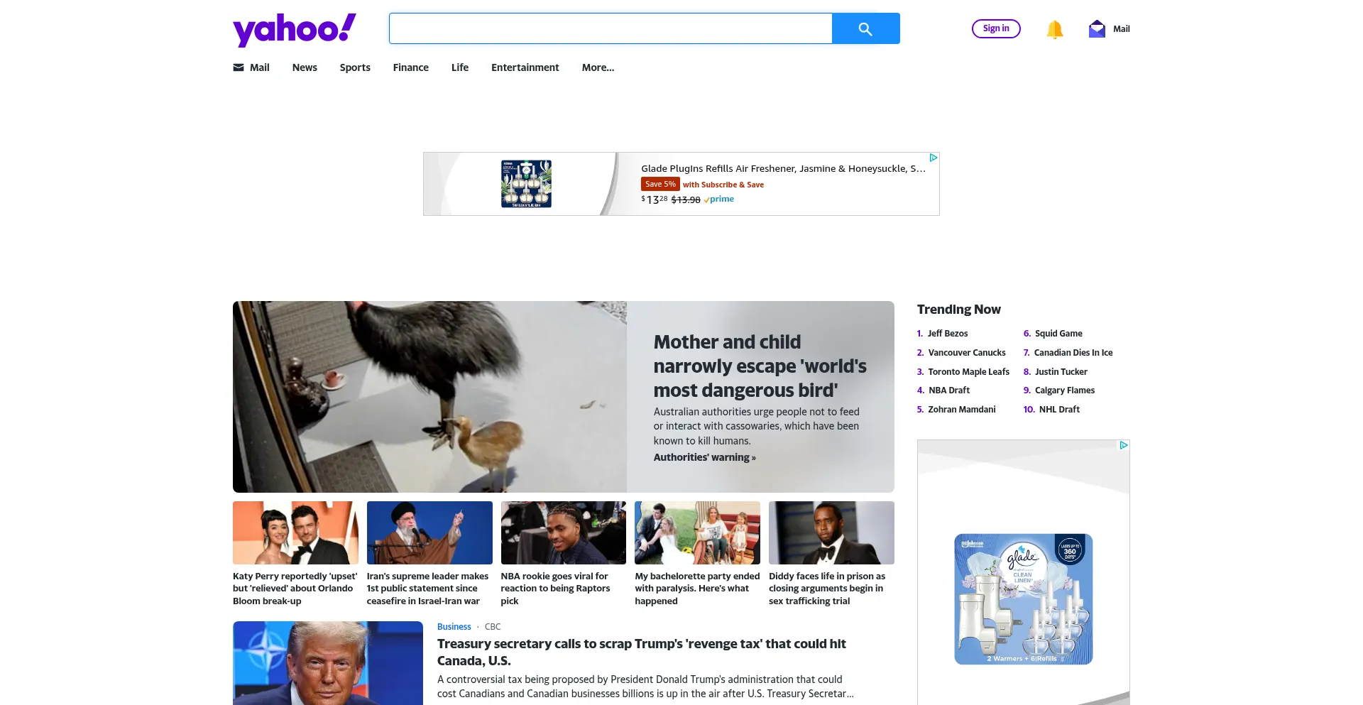 Website screenshot of Ca.yahoo.com