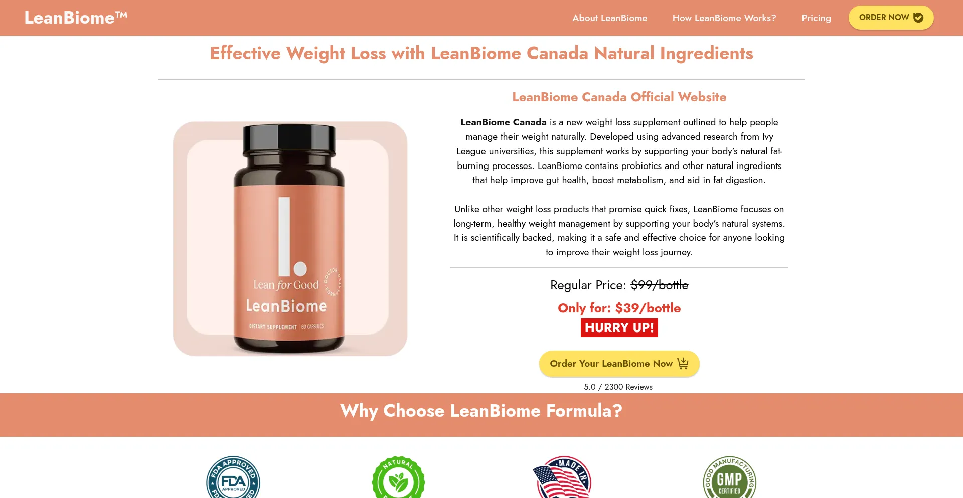 Website screenshot of Ca-leanbiome.com