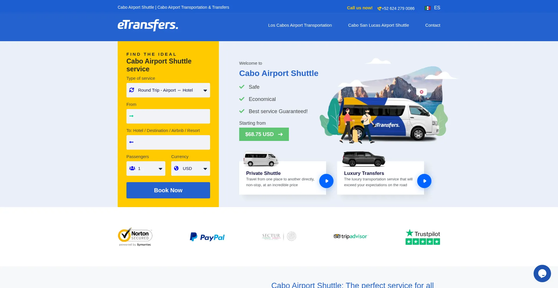 Cabosairportshuttle.com Screenshot