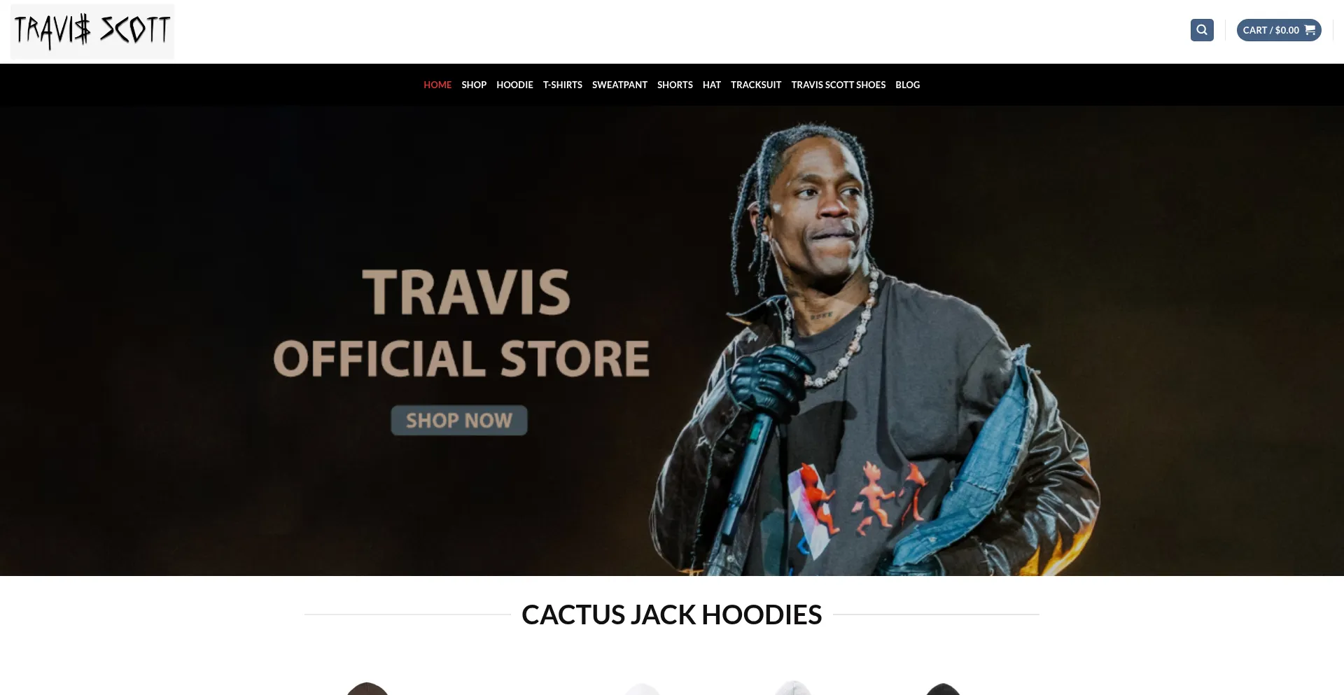 Website screenshot of Cactusjackhoodie.shop
