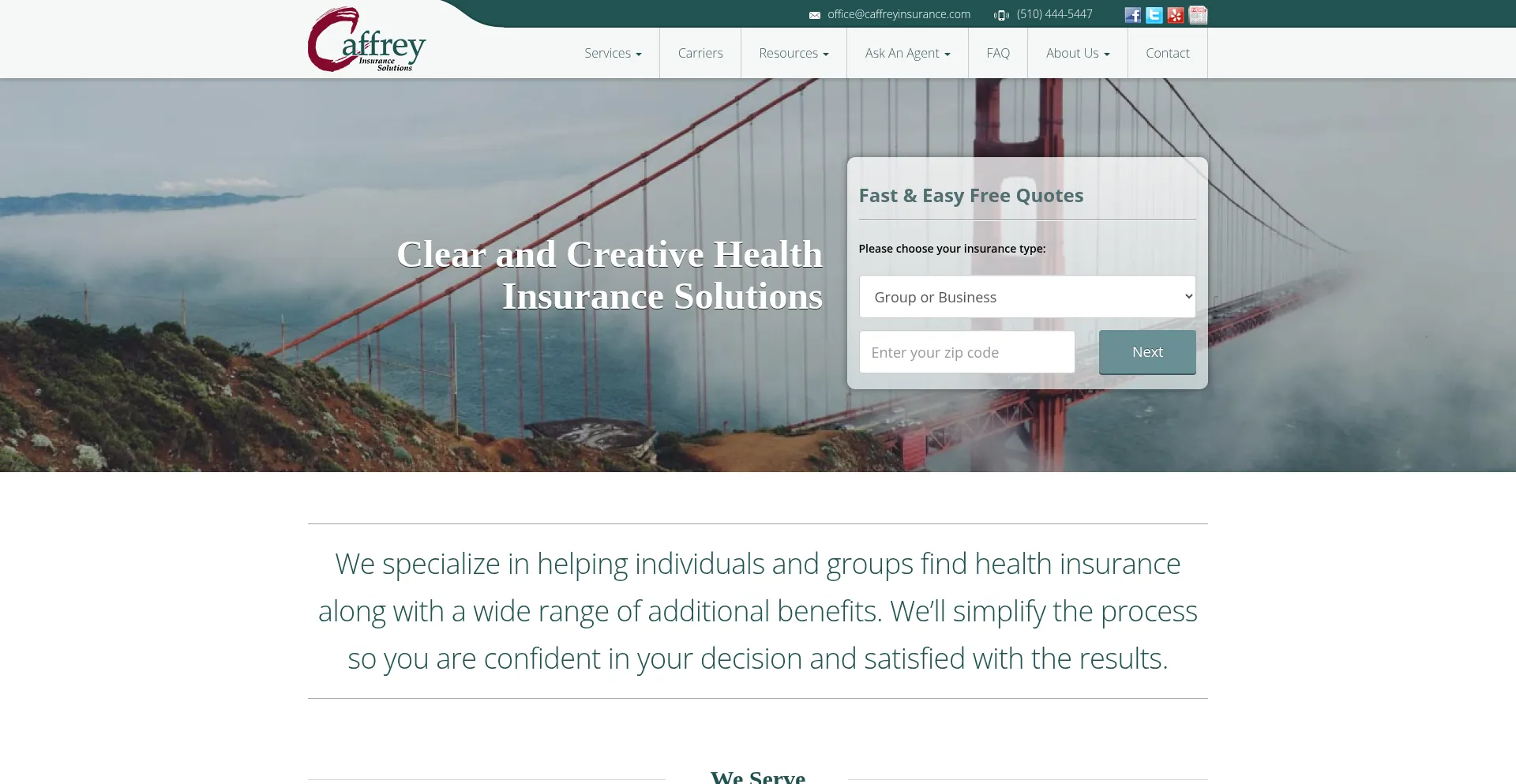 Website screenshot of Caffreyinsurance.com