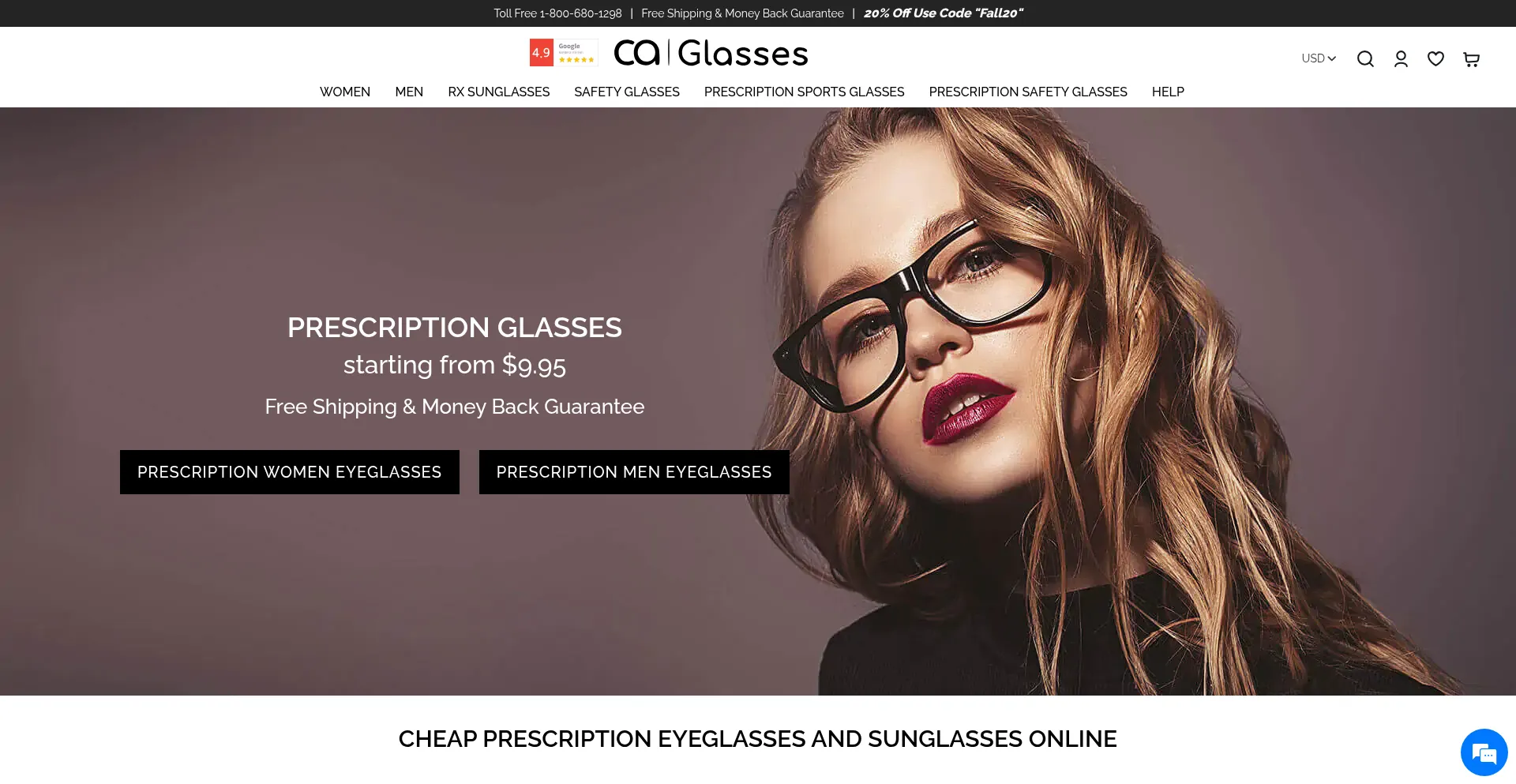Caglasses.com Screenshot
