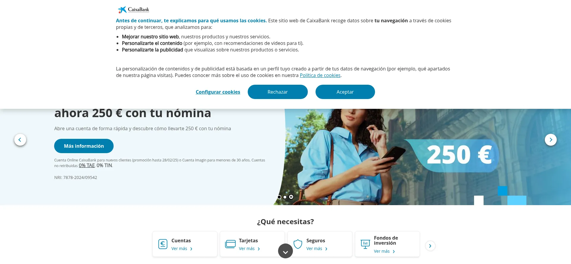 Website screenshot of Caixabank.es