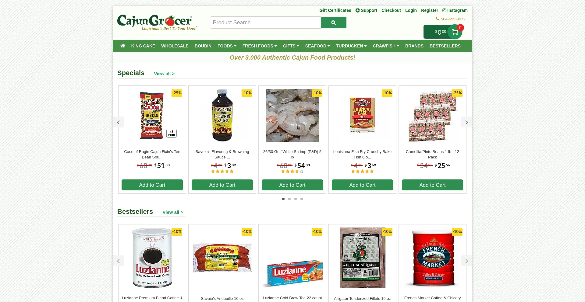 Website screenshot of Cajungrocer.com