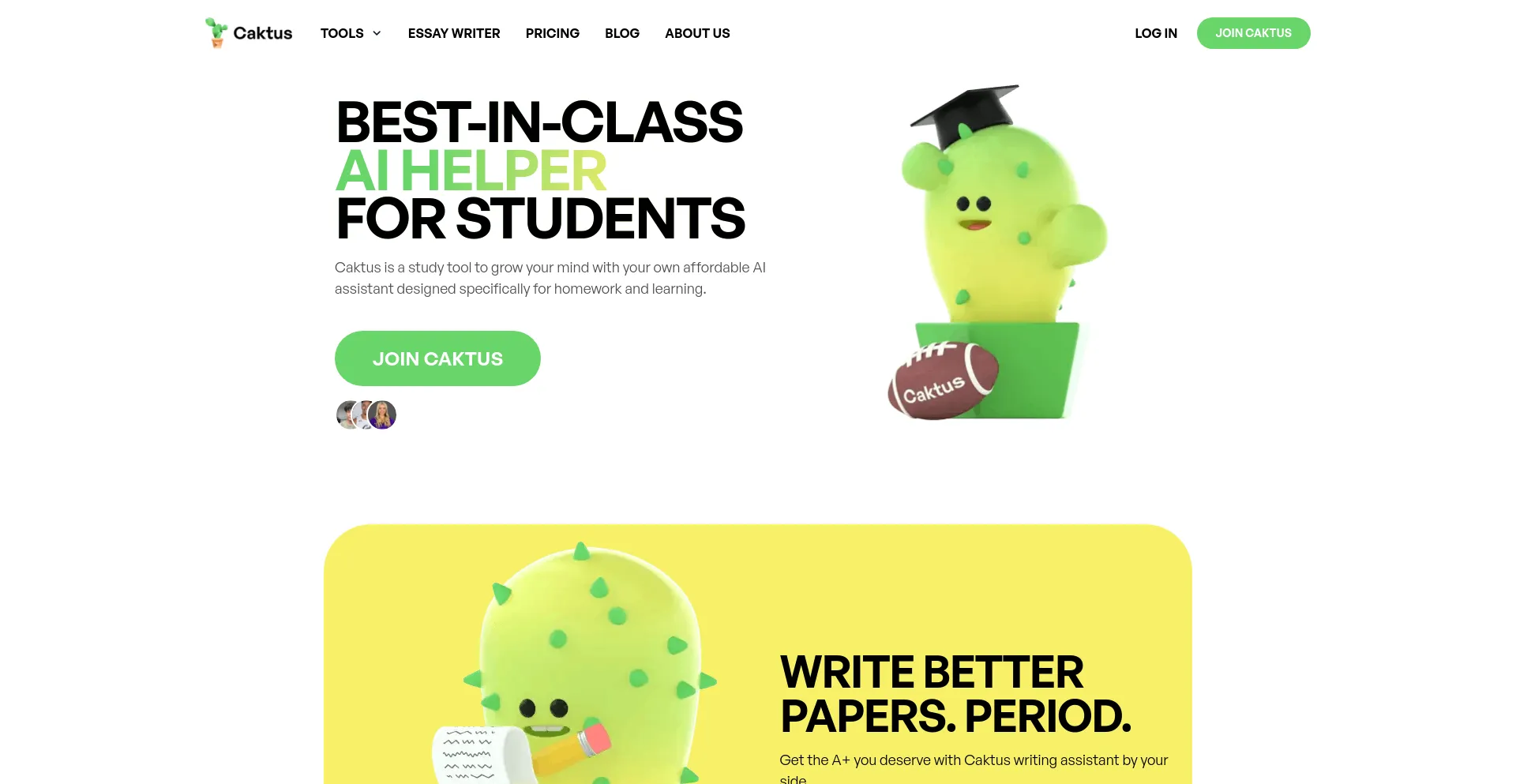 Website screenshot of Caktus.ai