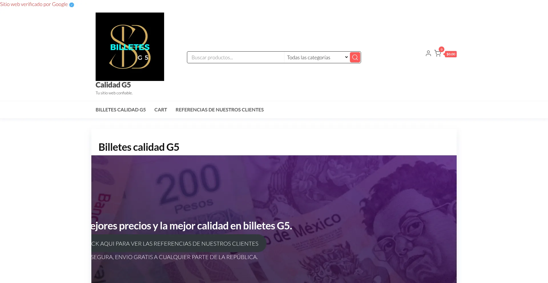 Website screenshot of Calidadg5.com