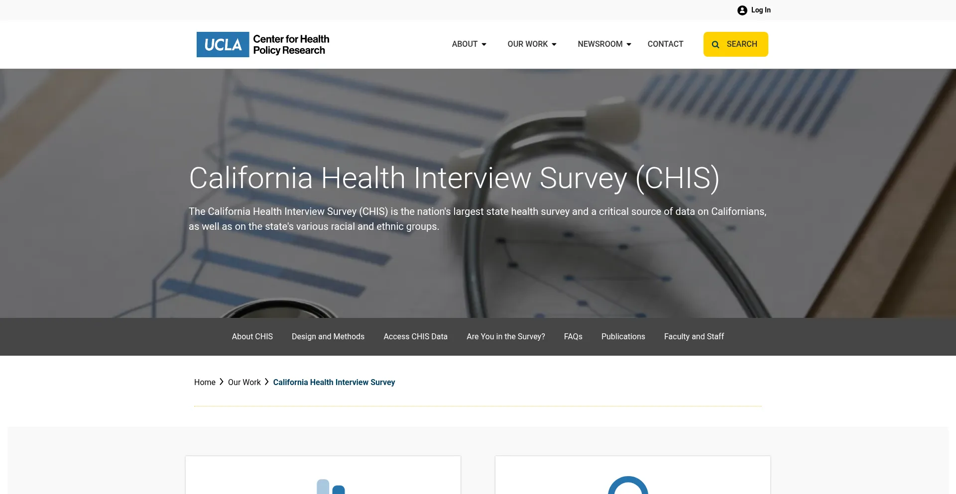 Website screenshot of Californiahealthsurvey.org