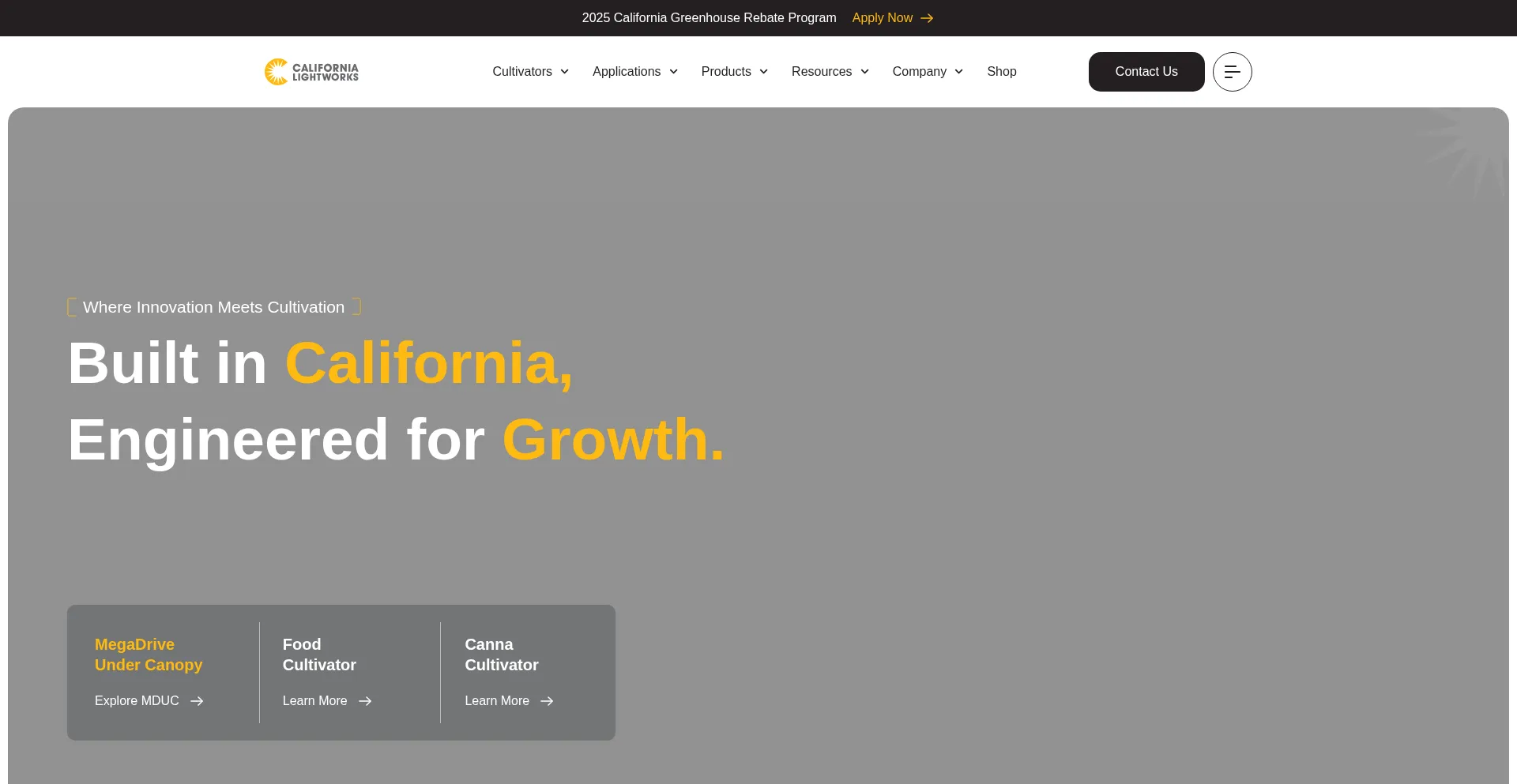 Website screenshot of Californialightworks.com