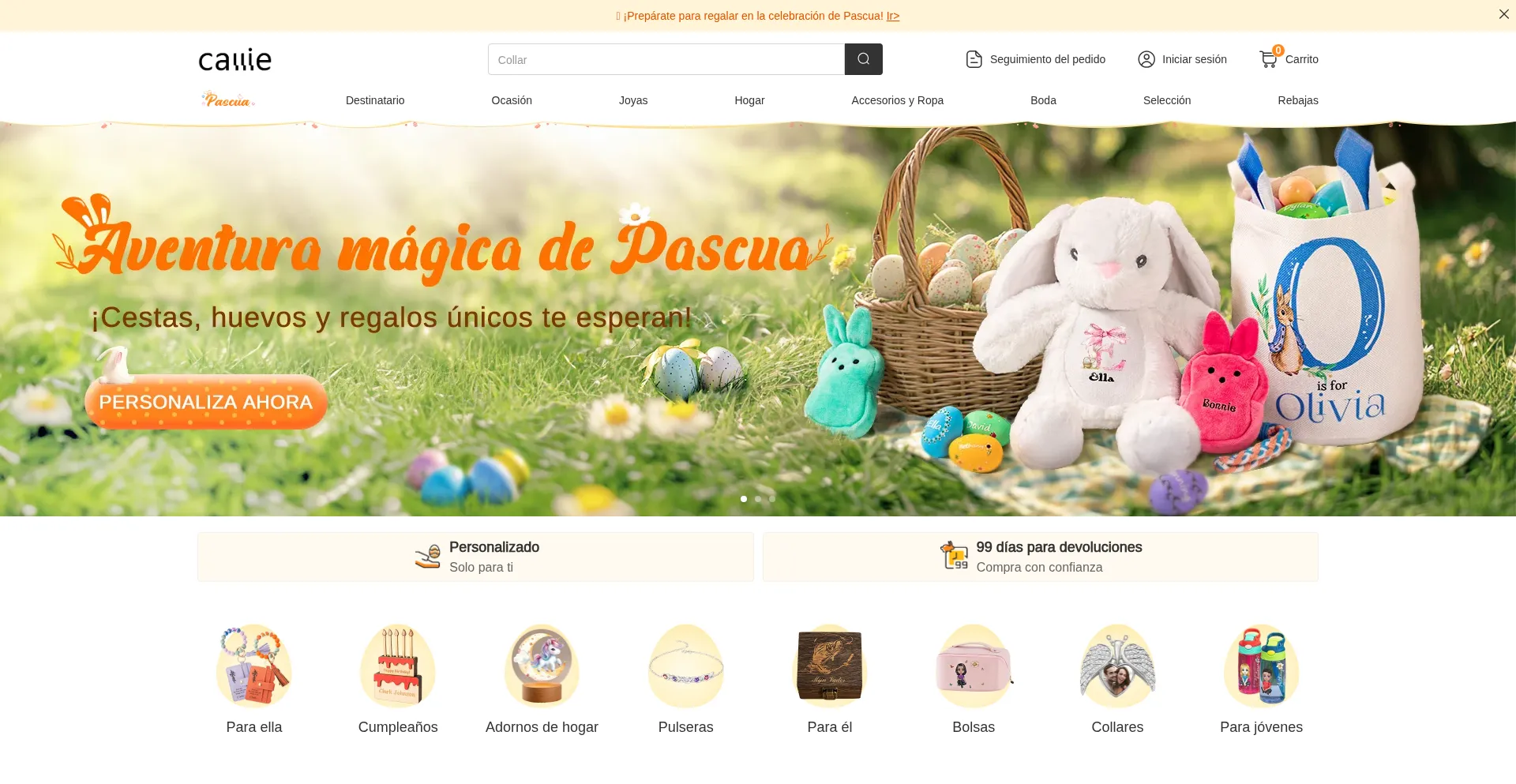 Website screenshot of Callie.es