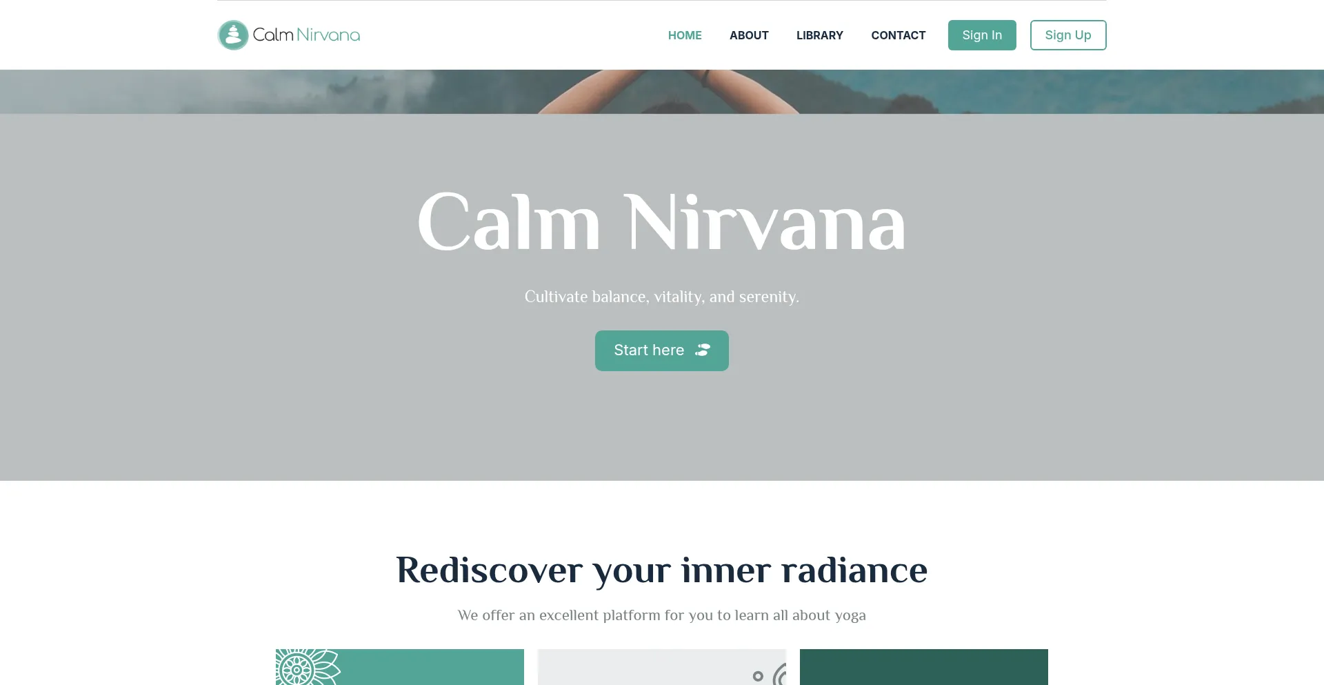 Website screenshot of Calmnirvana.co