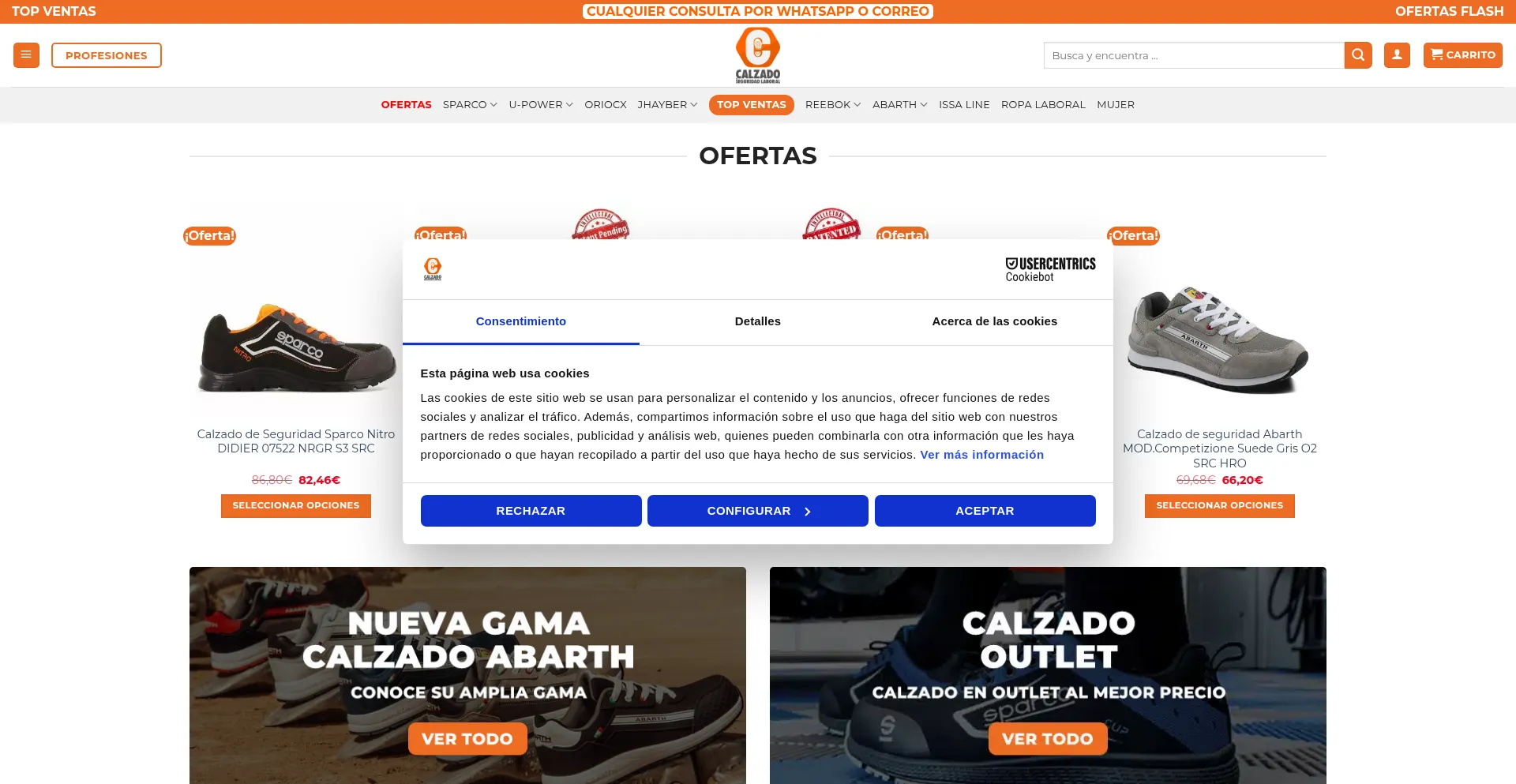 Website screenshot of Calzadodeseguridadlaboral.com