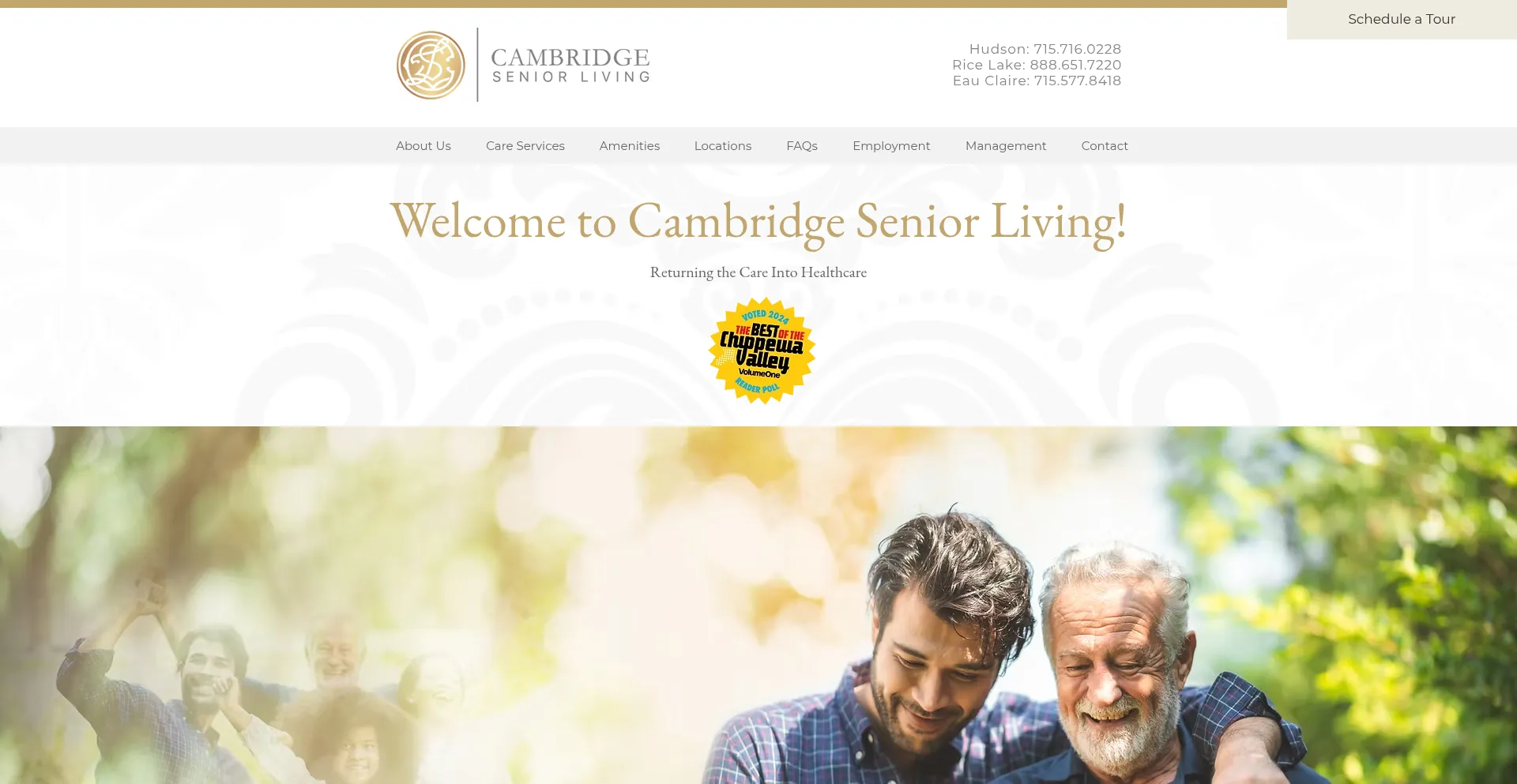 Website screenshot of Cambridge.care