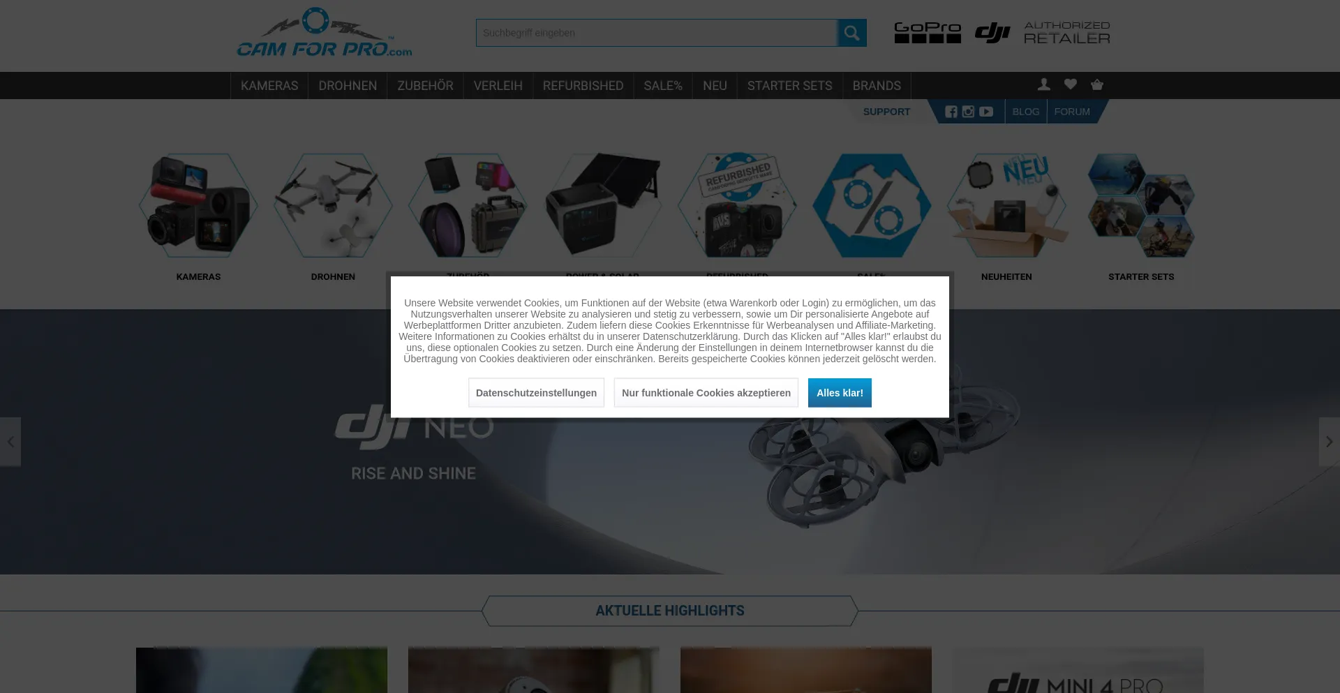 Website screenshot of Camforpro.com