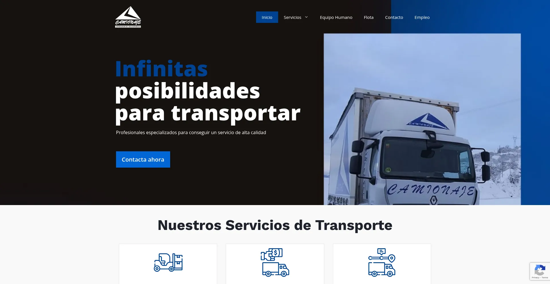 Website screenshot of Camionaje.com