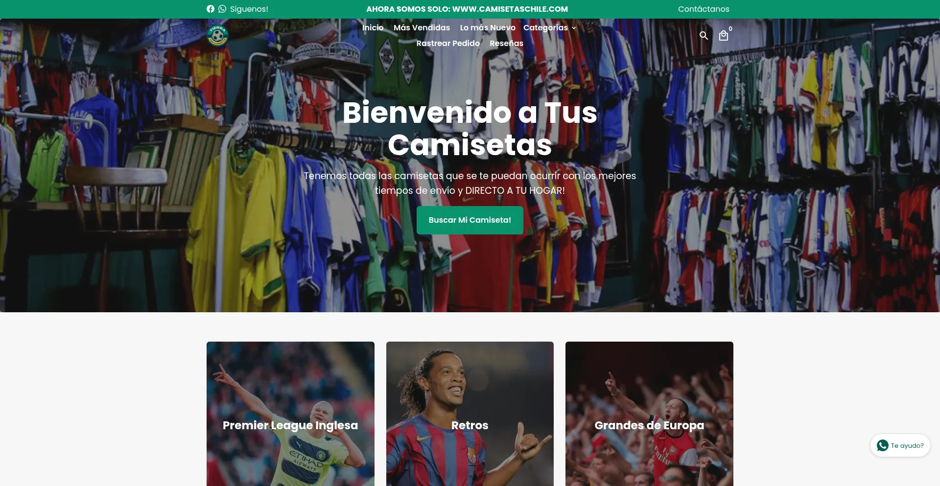 Website screenshot of Camisetaschile.com