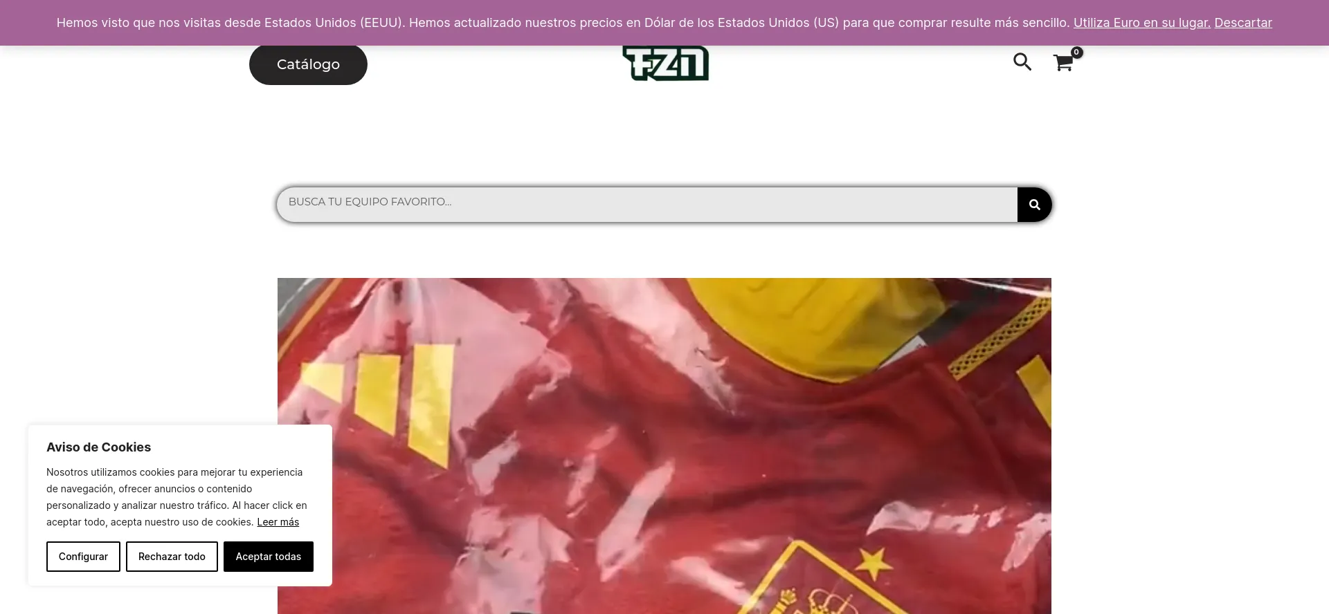 Website screenshot of Camisetasfutbolz.com