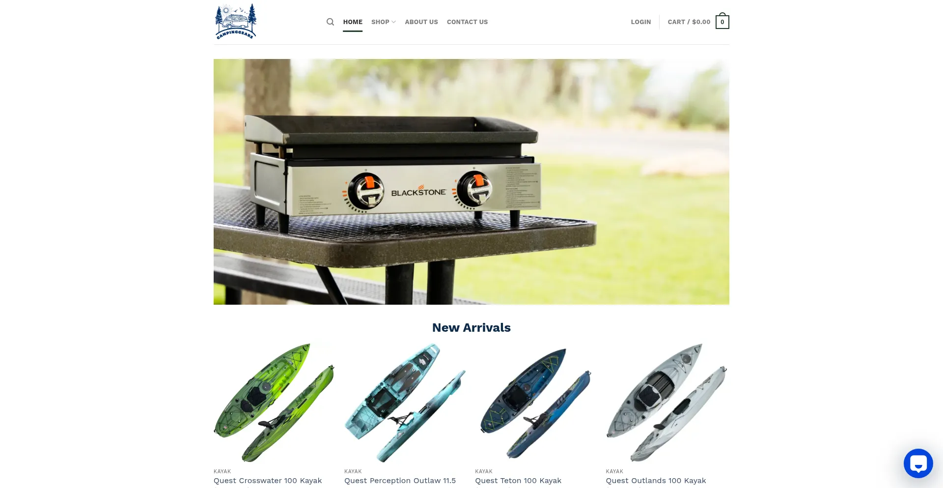 Website screenshot of Campinggears.store